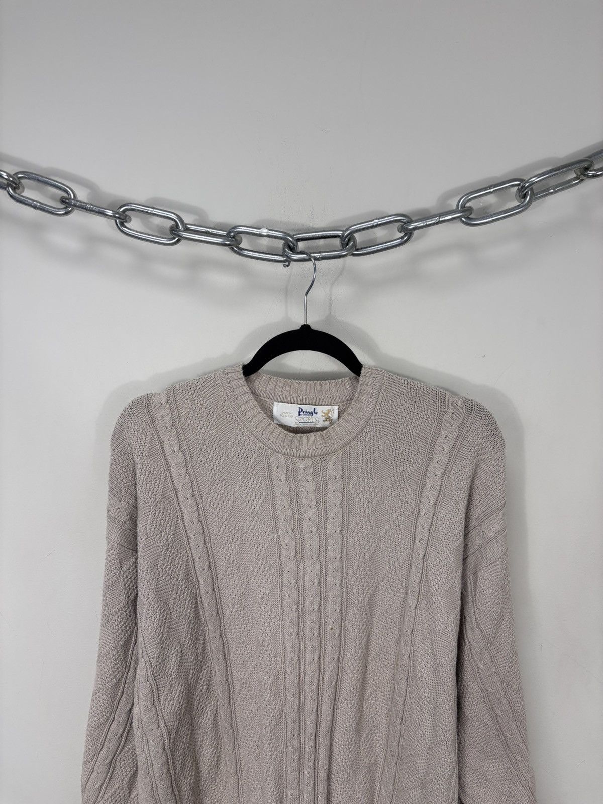 Pringle Of Scotland Vintage Pringle Of Scotland Beige Cable Knit Cotton Sweater Size US M / EU 48-50 / 2 - 2 Thumbnail