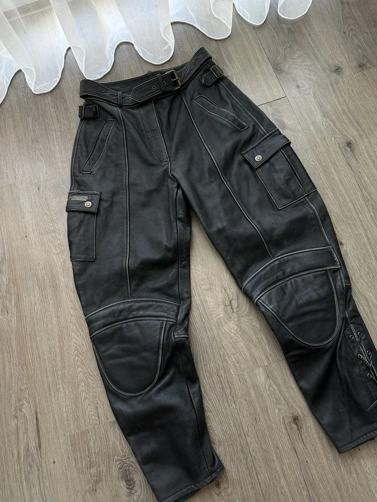Genuine Leather × Vintage Vintage Genuine Leather Chicago Moto Cargo Black Pants Size US 34 / EU 50 - 7 Thumbnail