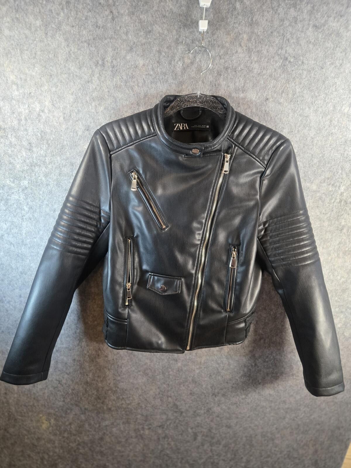 Other Zara Faux Leather Quilted Biker Moto Jacket Black Sz L Size L / US 10 / IT 46 - 1 Thumbnail
