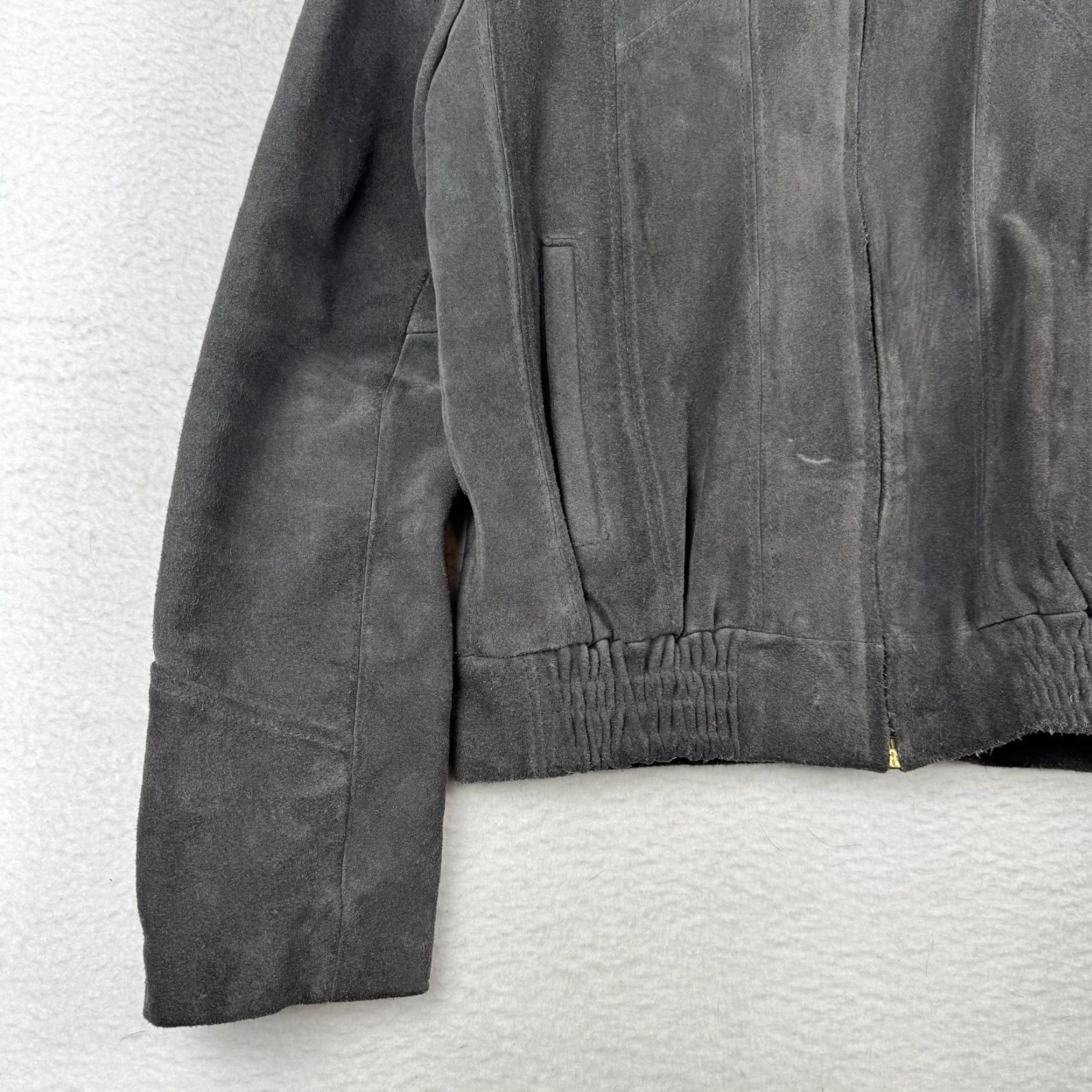 Vintage VINTAGE 80s Genuine Leather Full Zip Bomber Jacket Adult 42 Gray Suede Leather Bomber Jacket Mens Gray 42 Full Zip Leather Winter Spring Fall 1980s Size US XS / EU 42 / 0 - 2 Thumbnail