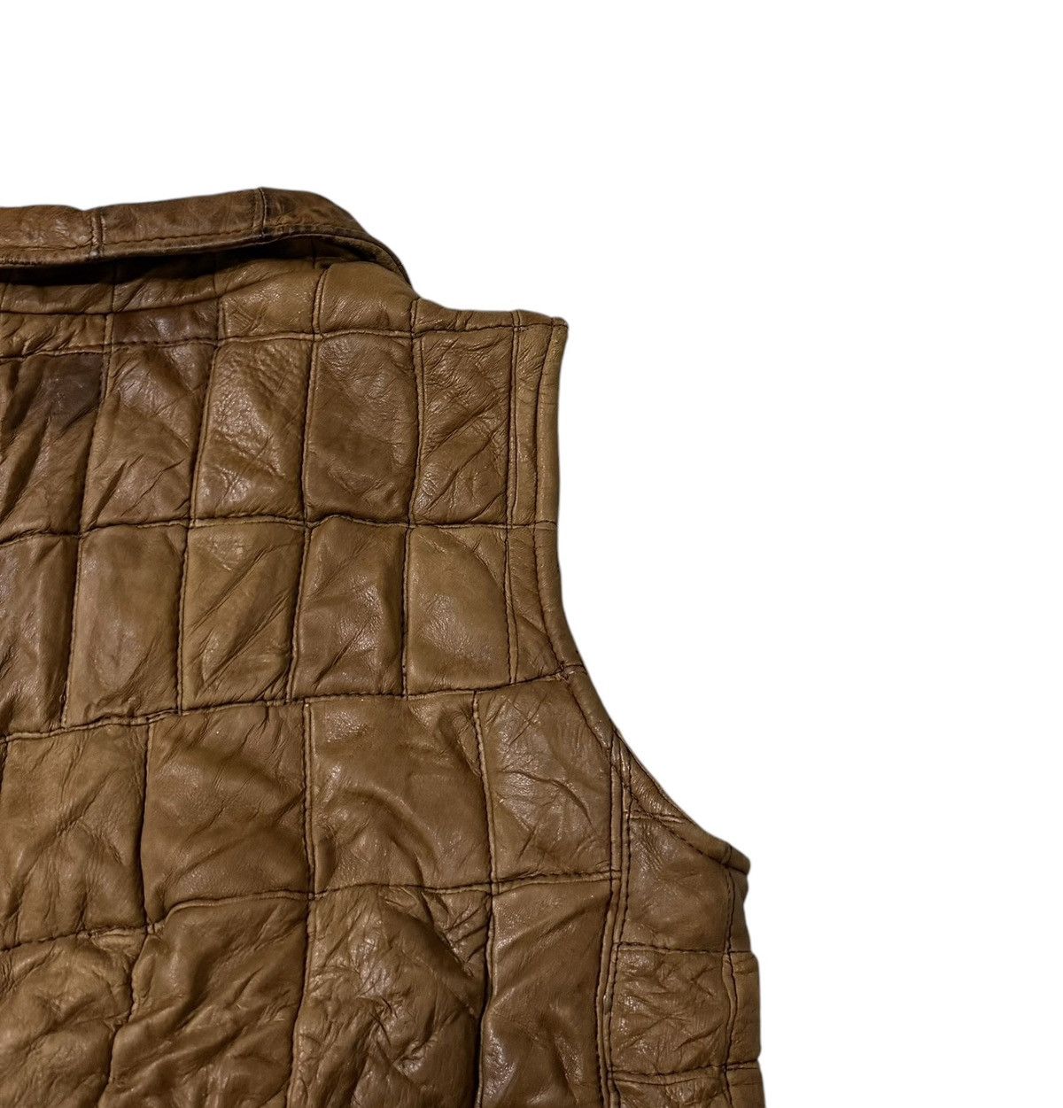 Leather Vintage Tainer Ruttsu Checkered Leather Vest Size US S / EU 44-46 / 1 - 8 Thumbnail