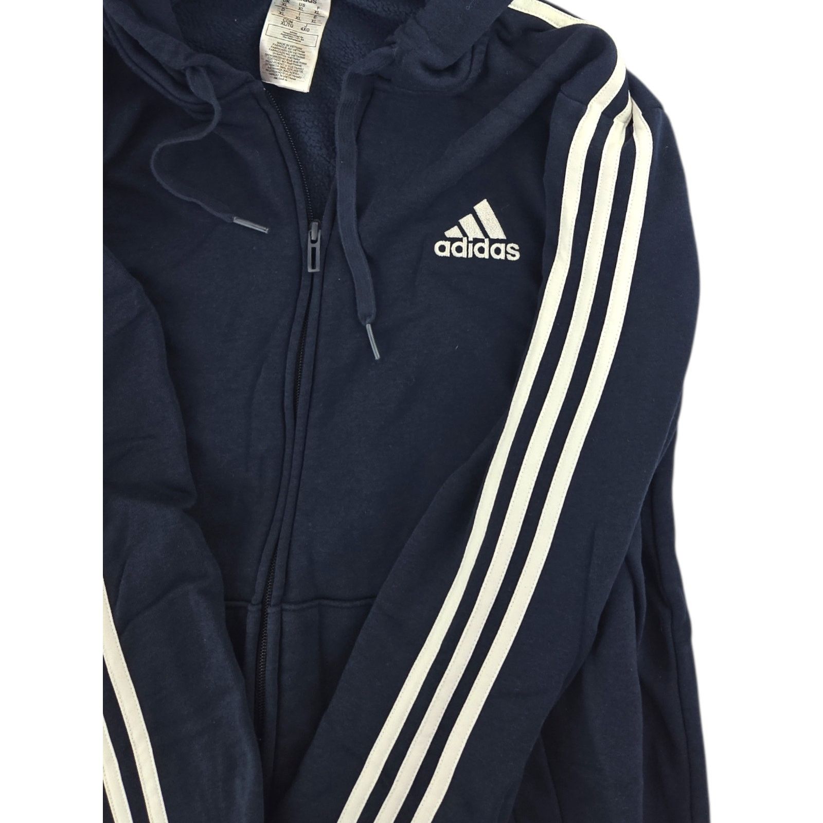 Adidas Adidas | Navy Blue 3 Stripe Zip Up Hoodie | Size XL Size US XL / EU 56 / 4 - 2 Thumbnail