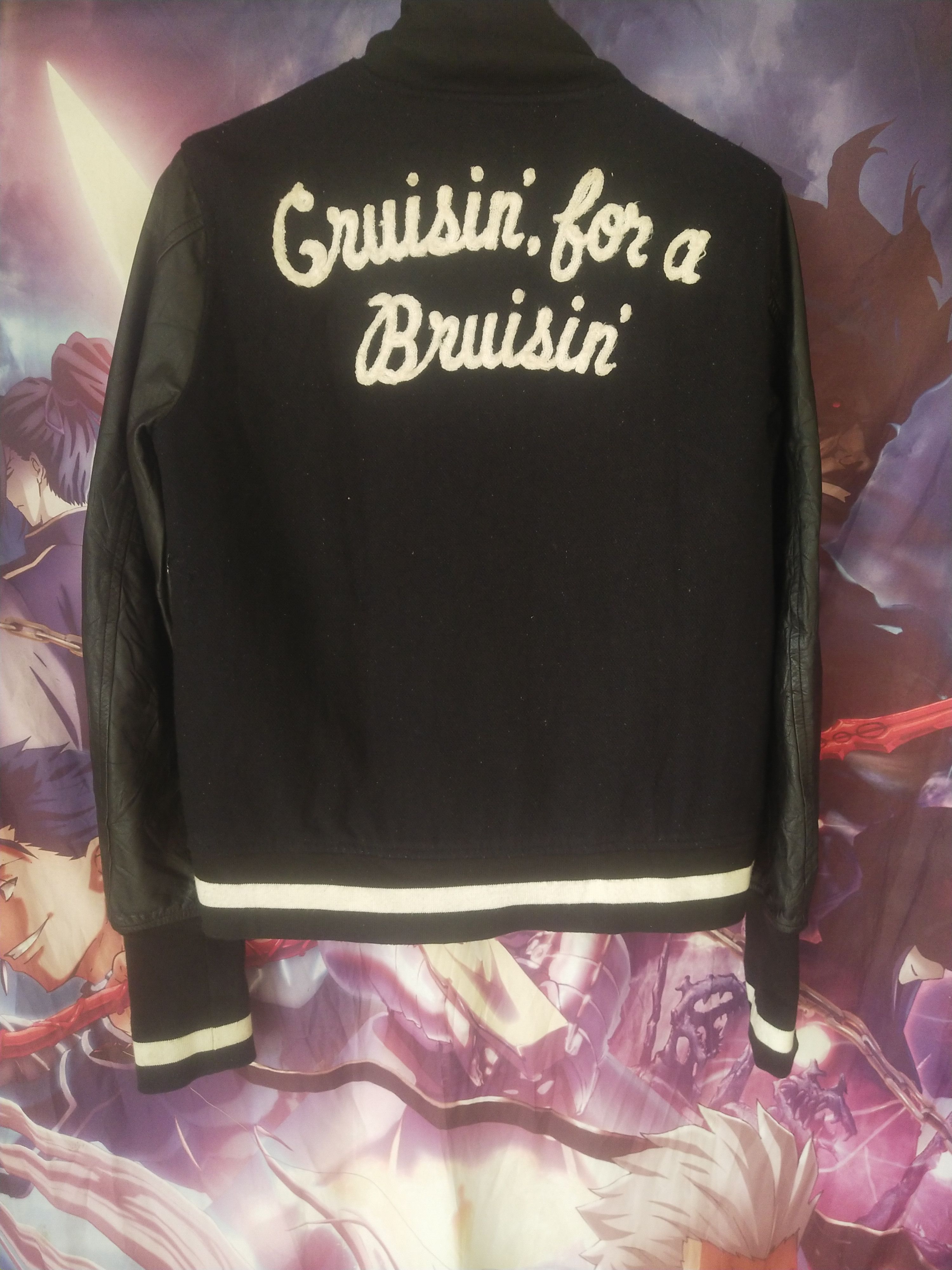 Le Grande Bleu (L.G.B.) 2000s Freak's Store Japan Leather Sleeve Varsity Jacket Size M / US 6-8 / IT 42-44 - 5 Thumbnail