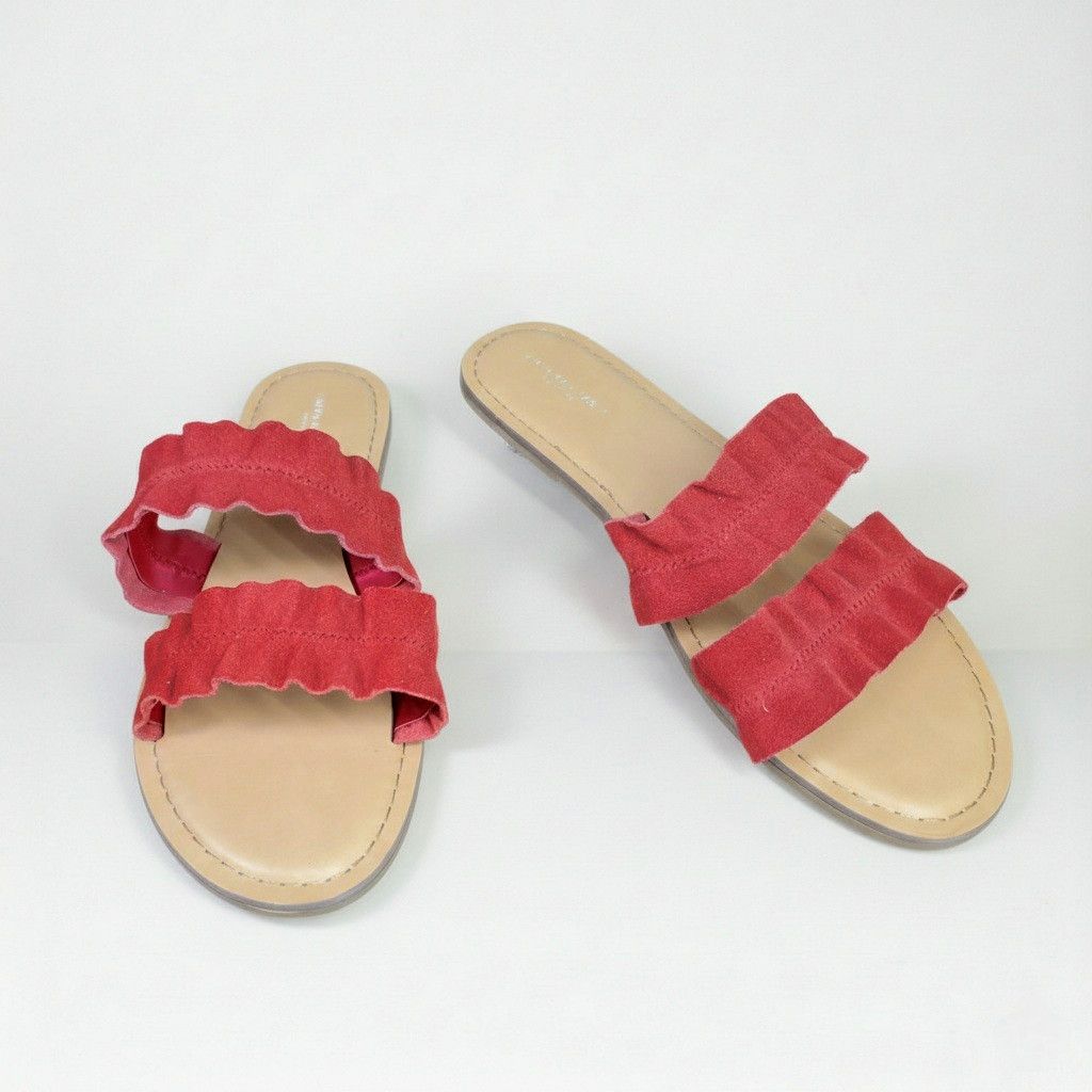 American Eagle Outfitters American Eagle Size 9 NEW Slide Sandals Flip Flops Red Suede Size US 9 / IT 39 - 1 Thumbnail
