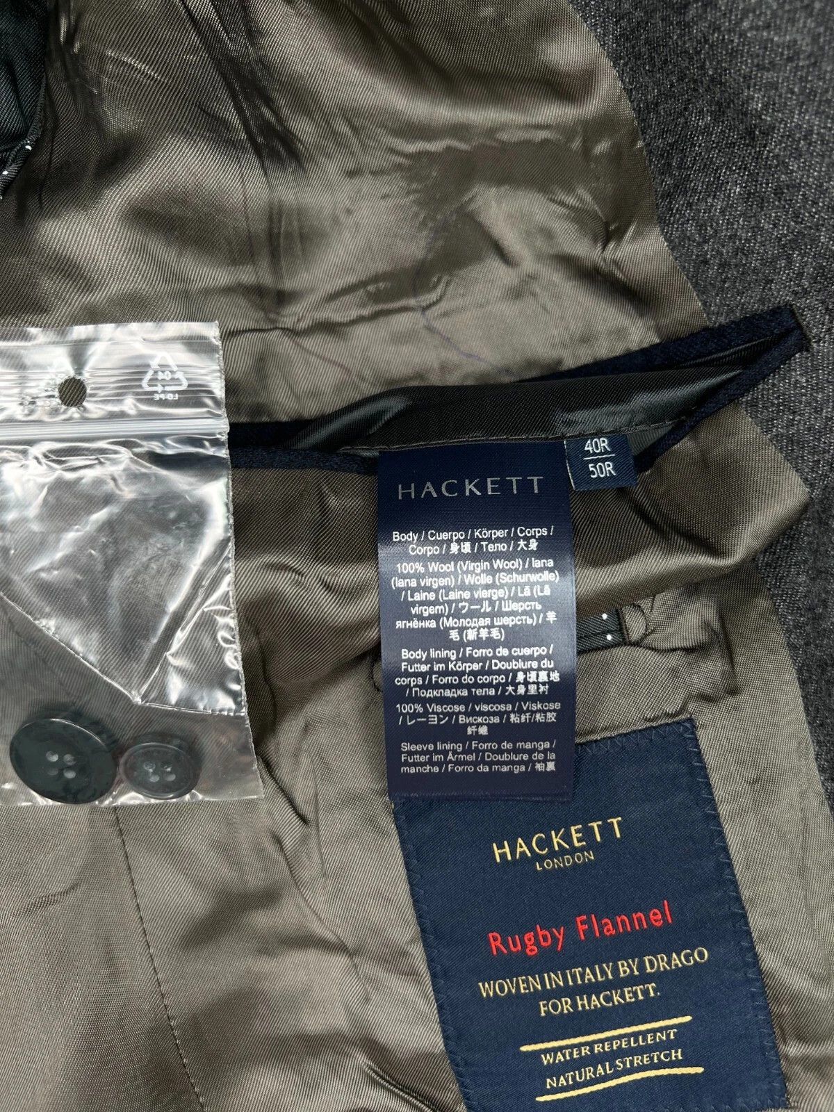 Hackett Hackett London Rugby Flannel Wool Gray Unlined Blazer Jacket Size 40R - 19 Thumbnail