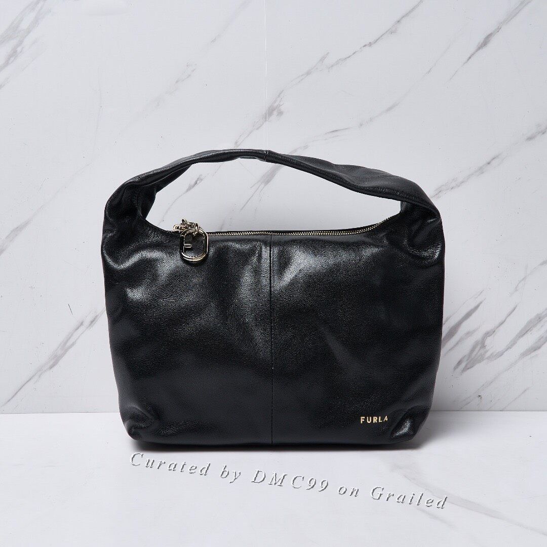Furla Furla Black Leather Hobo Handbag Size ONE SIZE - 1 Thumbnail