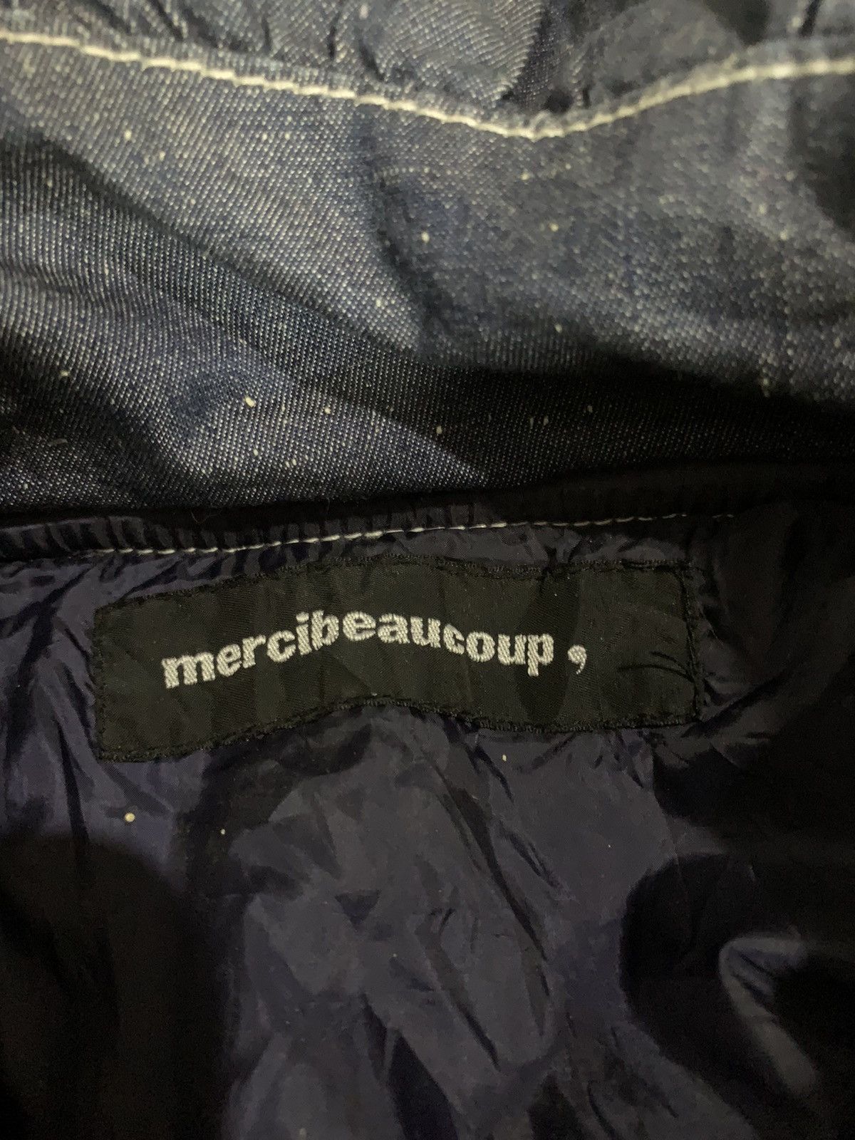 Mercibeaucoup Pillow neck indigo dye puffer denim jacket