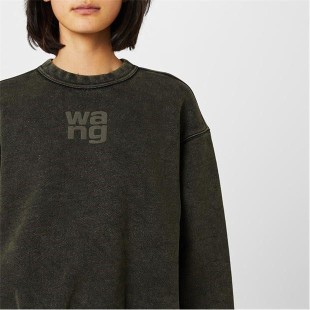 Alexander Wang o1g2r1mq0824 Puff Logo Sweatshirt in Army Green Size S / US 4 / IT 40 - 3 Thumbnail