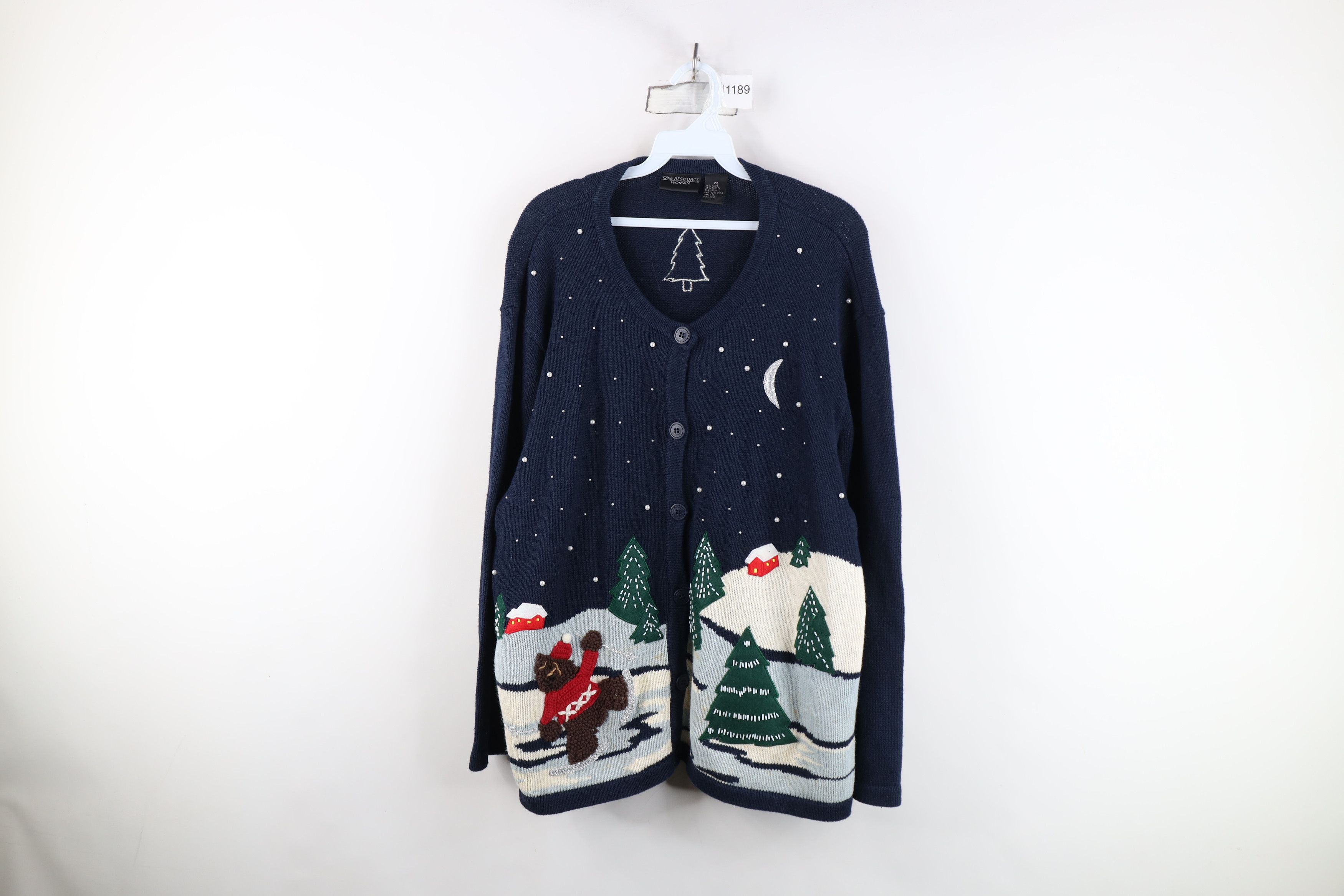 Vintage Vintage 90s Streetwear Bear All Over Print Cardigan Sweater Size XXL / US 16-18 / IT 52-54 - 1 Thumbnail