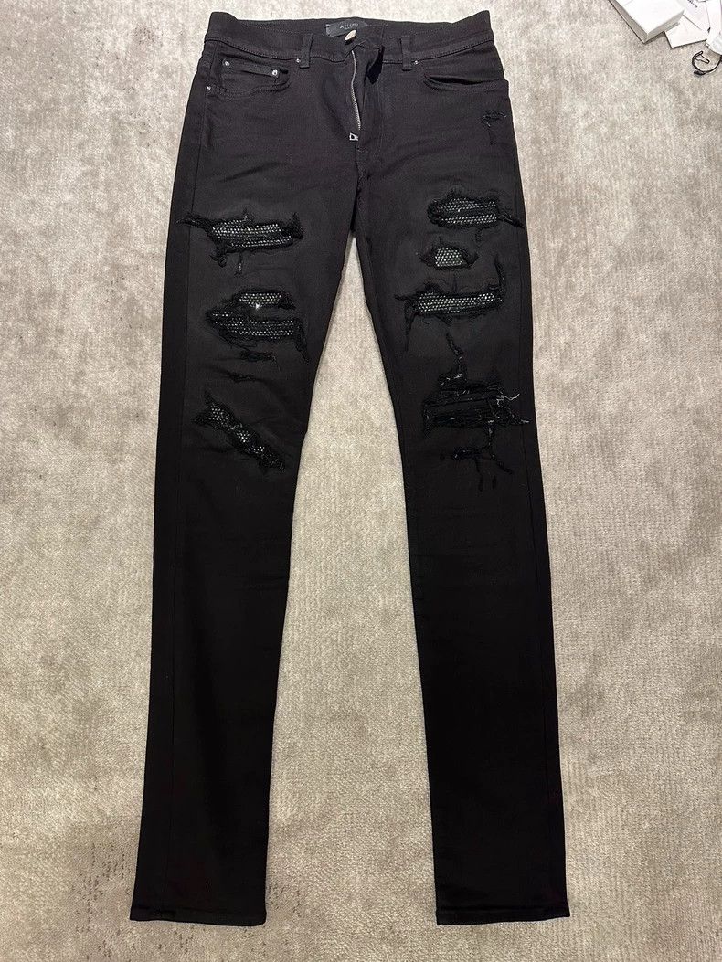 Amiri Amiri Black Diamond Crystal Destroy Jean Size US 31 - 1 Thumbnail