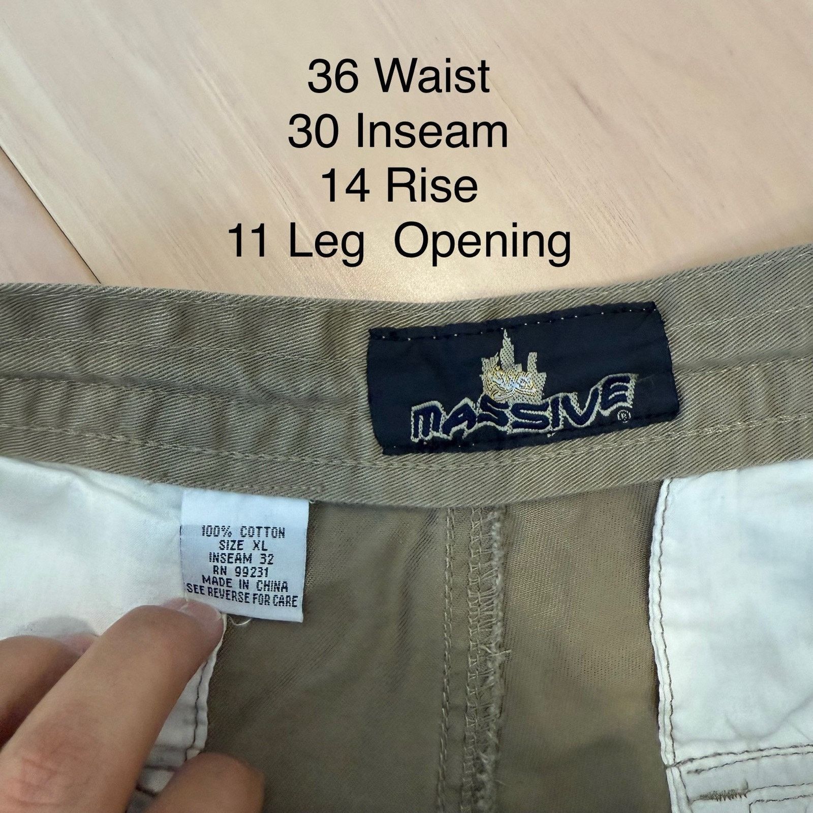 Massive × Vintage Vintage Massive Cargo Pants 36 Beige Baggy Skater Streetwear Size US 36 / EU 52 - 5 Thumbnail