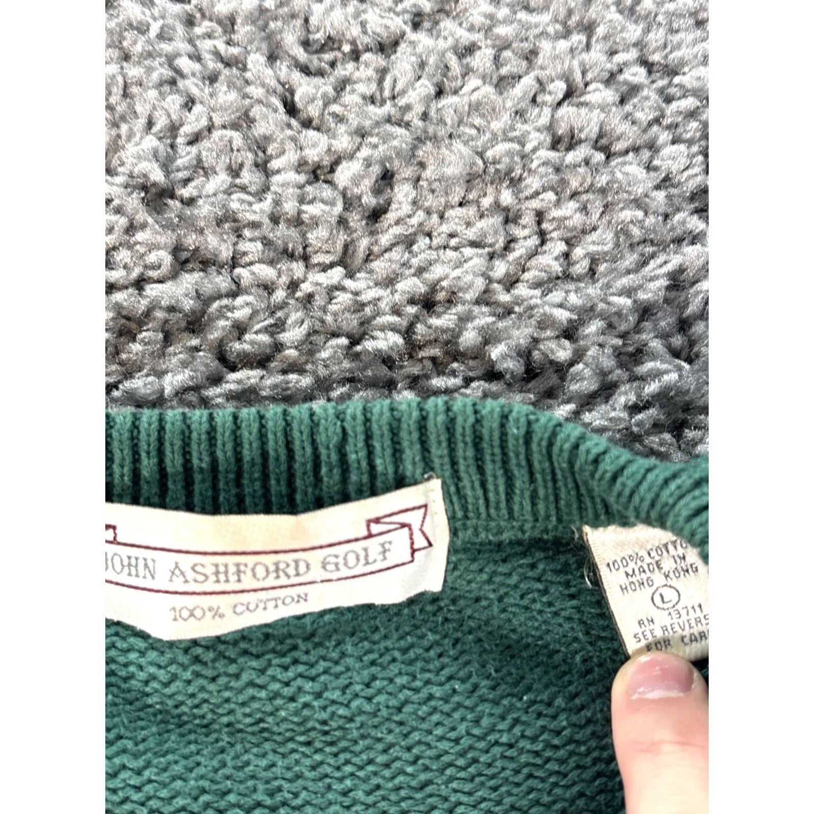Vintage VINTAGE John Ashford Golf Sweater Mens Large Green Embroidered Argyle Knit 90s Size US L / EU 52-54 / 3 - 4 Thumbnail