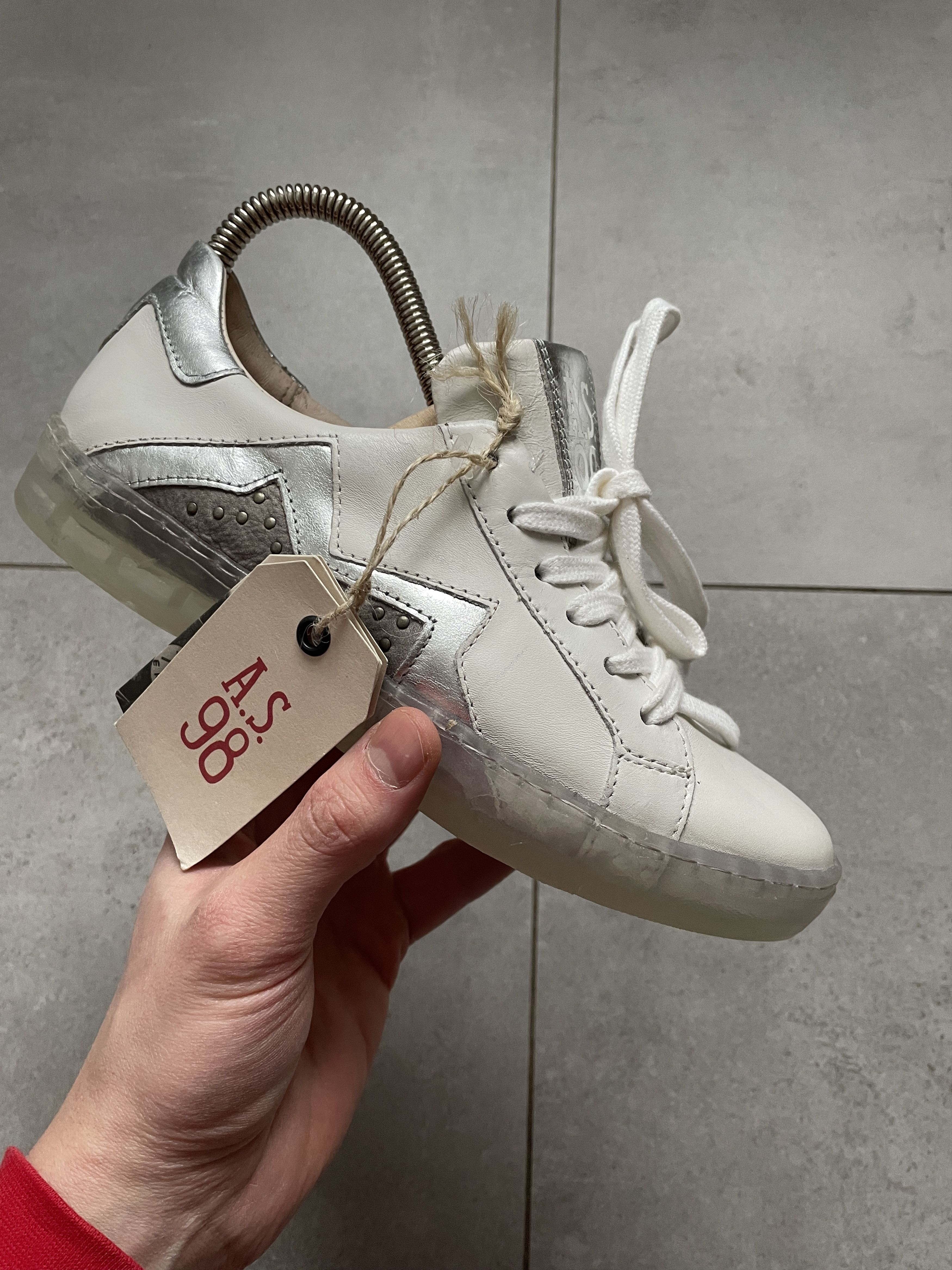 A.S.98 A.S.98 WHITE LEATHER GOLDEN GOOSE TYPE SNEAKERS Size US 7 / EU 40 - 2 Thumbnail