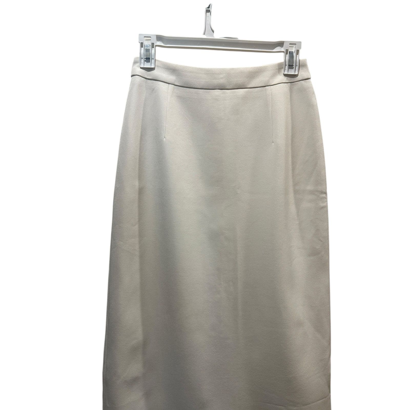 Other Commense Women's White Embroidered Hem Zip Solid Midi Skirt Size 26" / US 2 / IT 38 - 3 Thumbnail