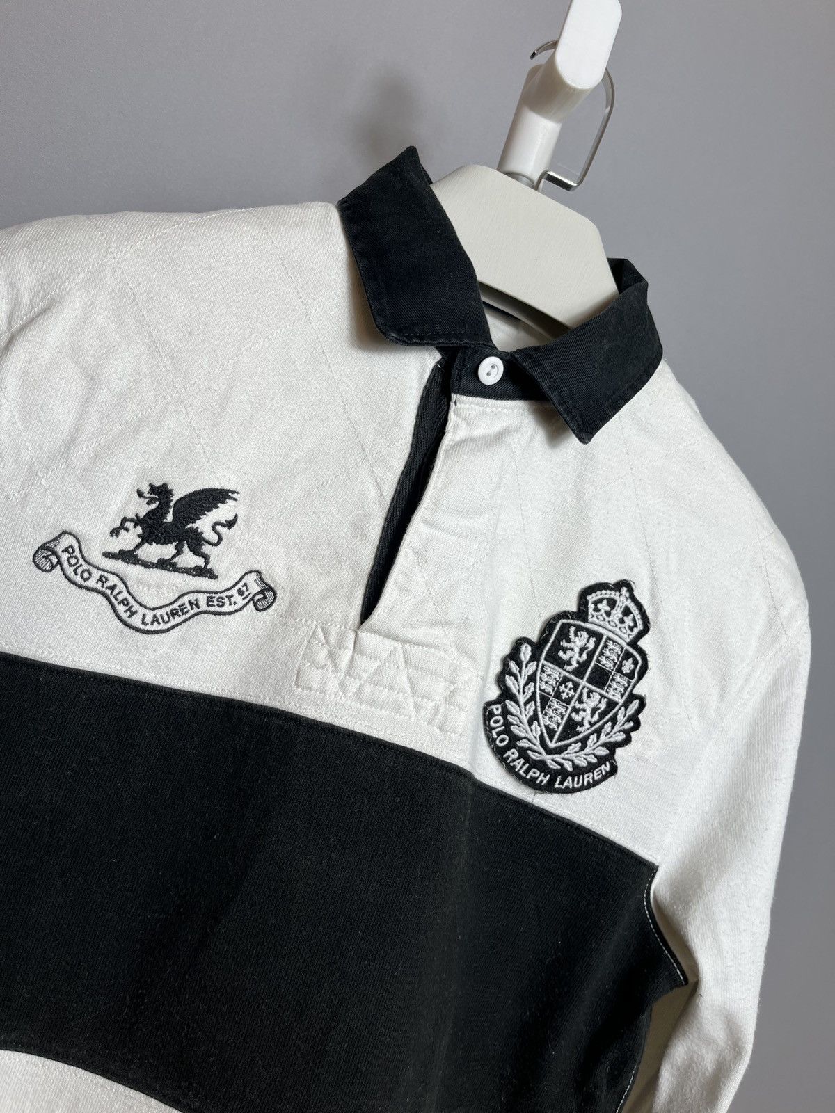 Vintage 90s Polo Ralph Lauren Rugby Long White Mens Cotton Size US S / EU 44-46 / 1 - 2 Thumbnail
