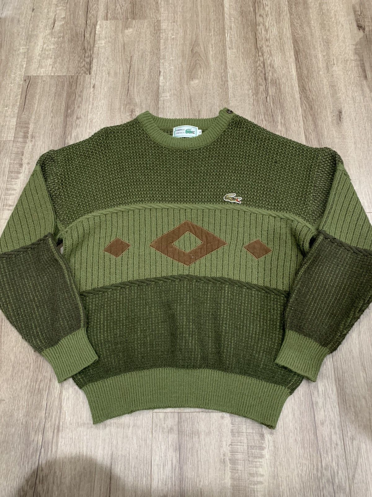 Lacoste Vintage Chemise Lacoste bootleg green Stripe sweater Size US L / EU 52-54 / 3 - 1 Thumbnail