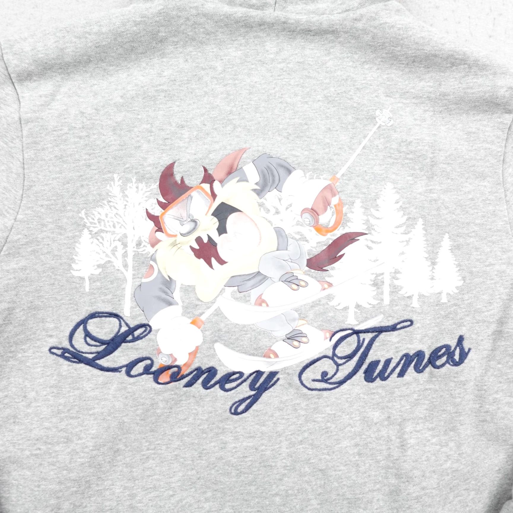 Vintage Looney Tunes Hoodie Mens XL Gray Taz Ski Zip Reversible Fleece Jacket Sweatshirt Cartoon Christmas Holiday Outdoor Size US XL / EU 56 / 4 - 6 Thumbnail