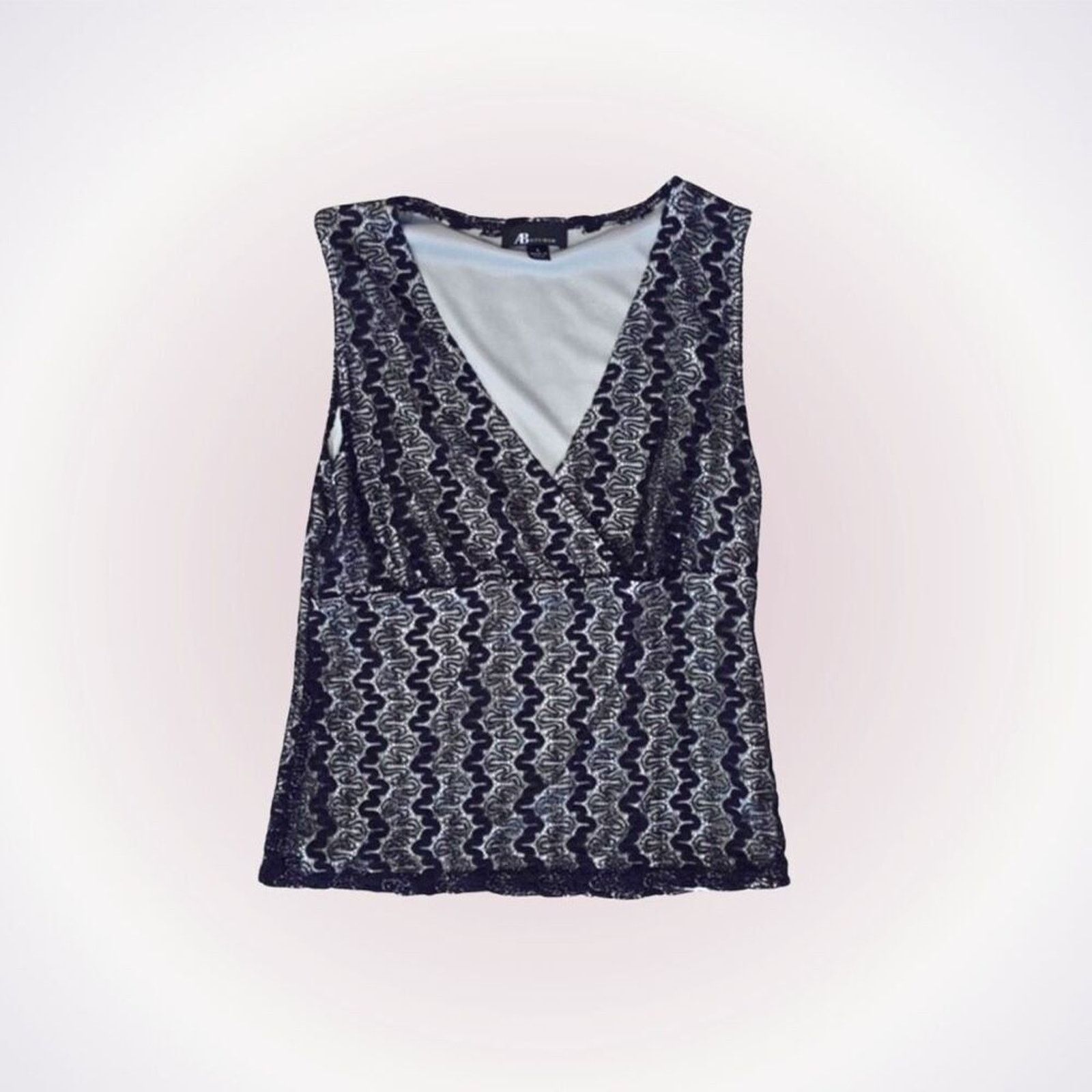 Other AB Studio Black and Silver V-Neck Tank Top | Sz L Size L / US 10 / IT 46 - 1 Thumbnail