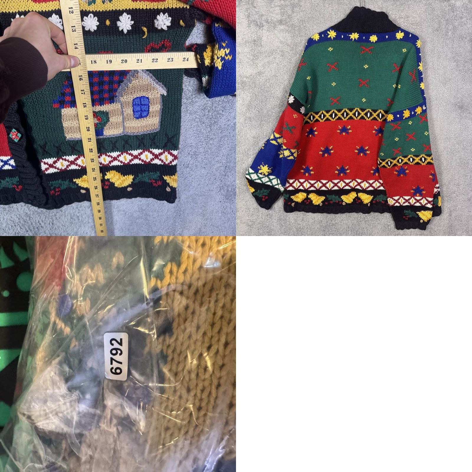 Vintage VINTAGE Signatures Northern Isles Christmas Sweater Women 1X HandKnit Cardigan Patchwork Floral Rose Size XL / US 12-14 / IT 48-50 - 8 Thumbnail