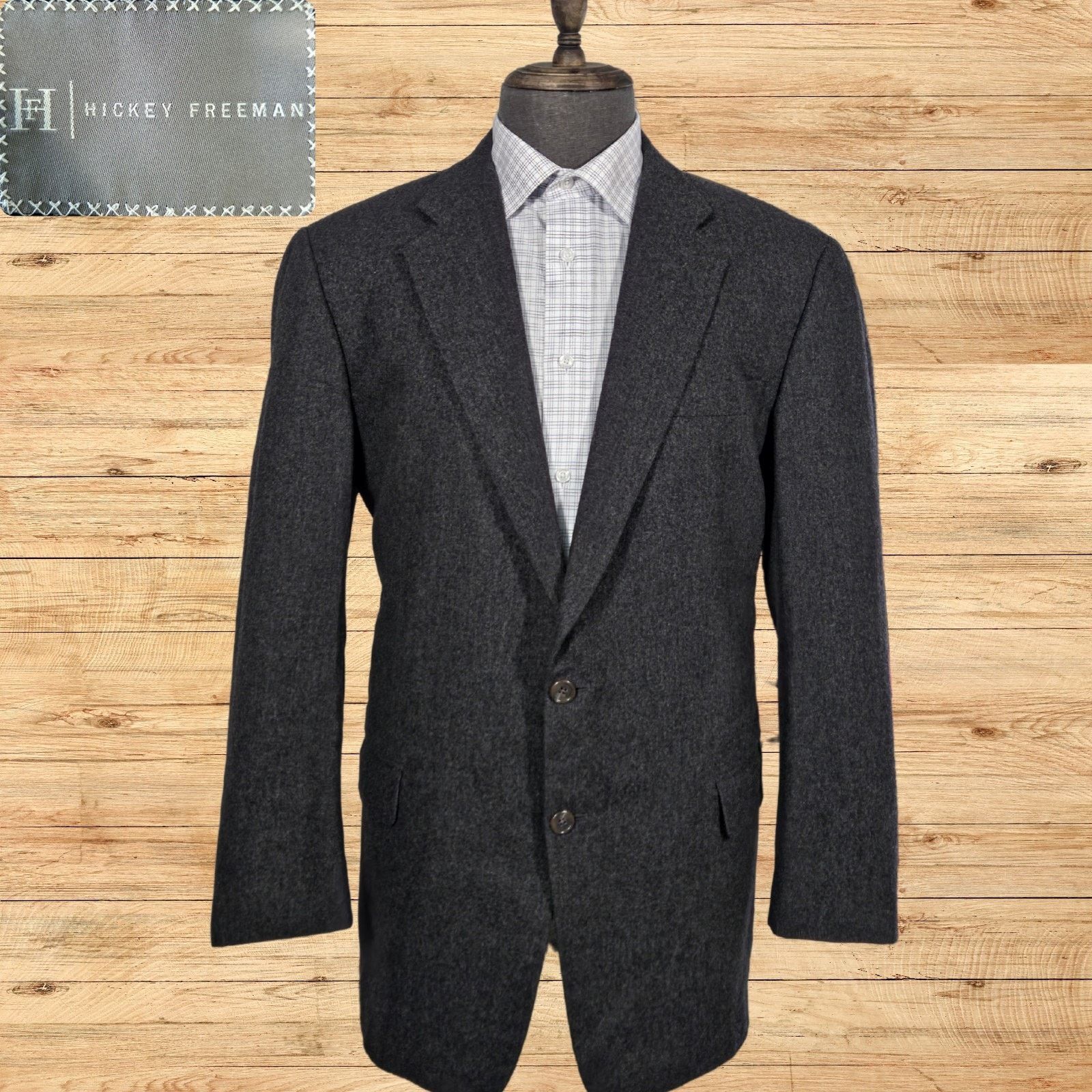 Hickey Freeman Hickey Freeman Canterbury Men 43R Cashmere Wool Flannel Gray Size 44R - 1 Thumbnail