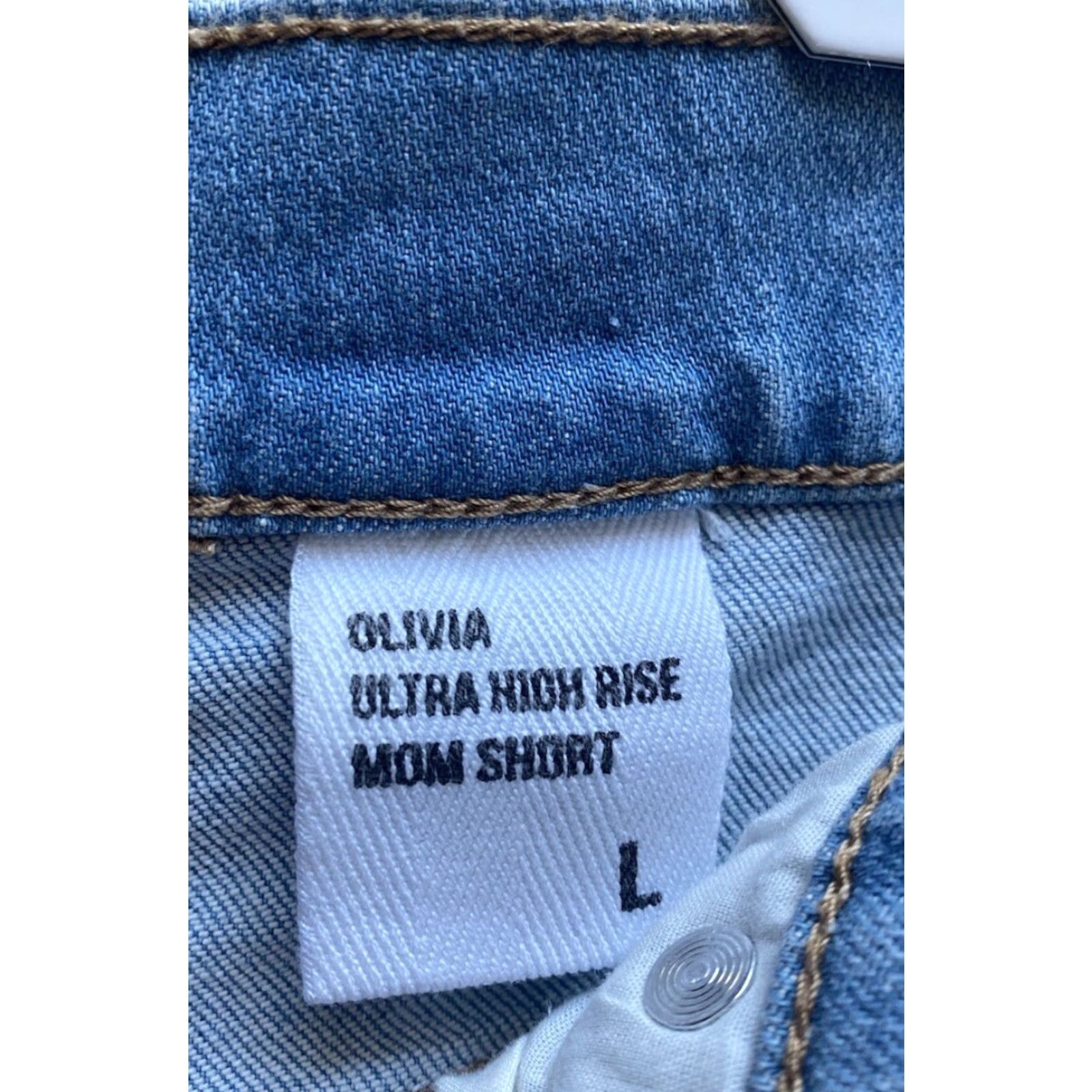 Vintage Eunina Shorts Women’s L Blue Denim Ultra High Rise Mom Cotton Spandex Womens Size 36" / US 14 / IT 50 - 5 Thumbnail