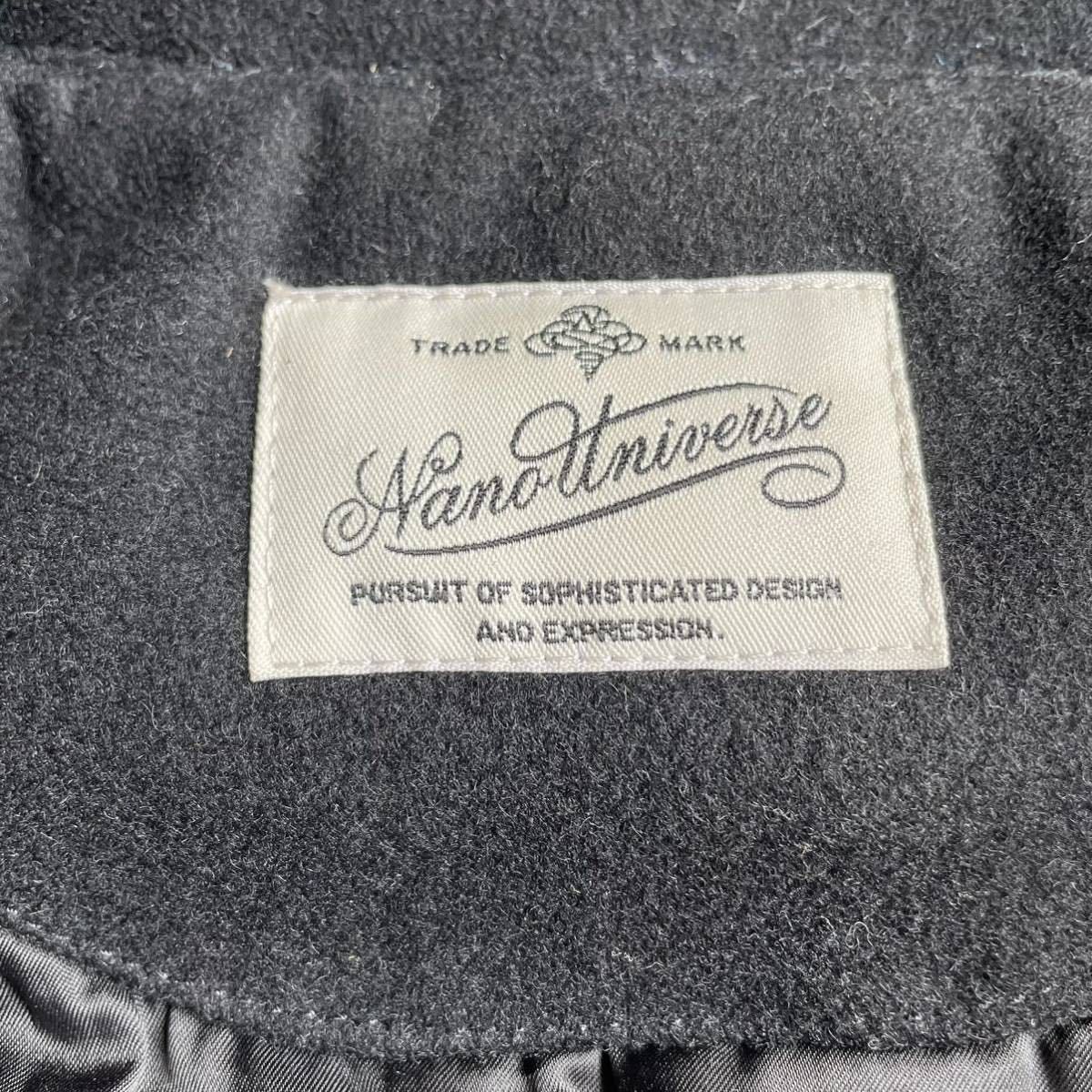 NANO universe Padded Black Melton Wool Marine Coat Size US M / EU 48-50 / 2 - 7 Thumbnail