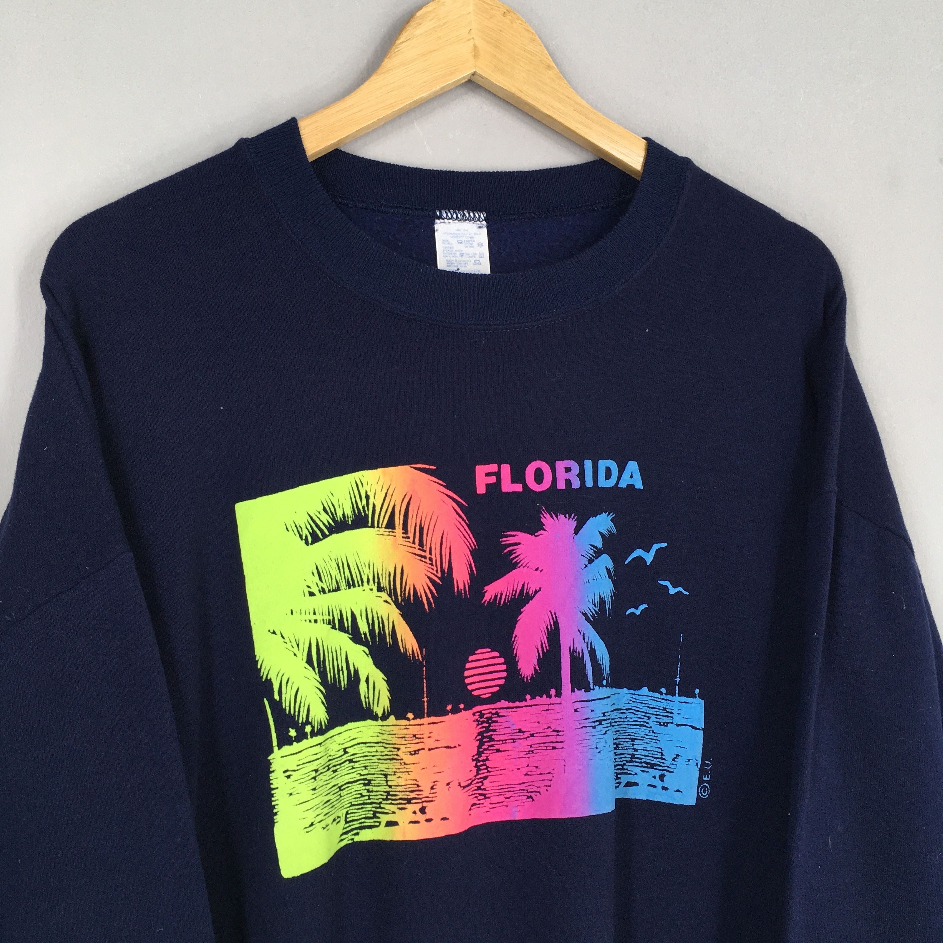 Jerzees × Vintage Vintage 90s Palm Beach Florida Sweatshirt XLarge Size US XL / EU 56 / 4 - 3 Thumbnail