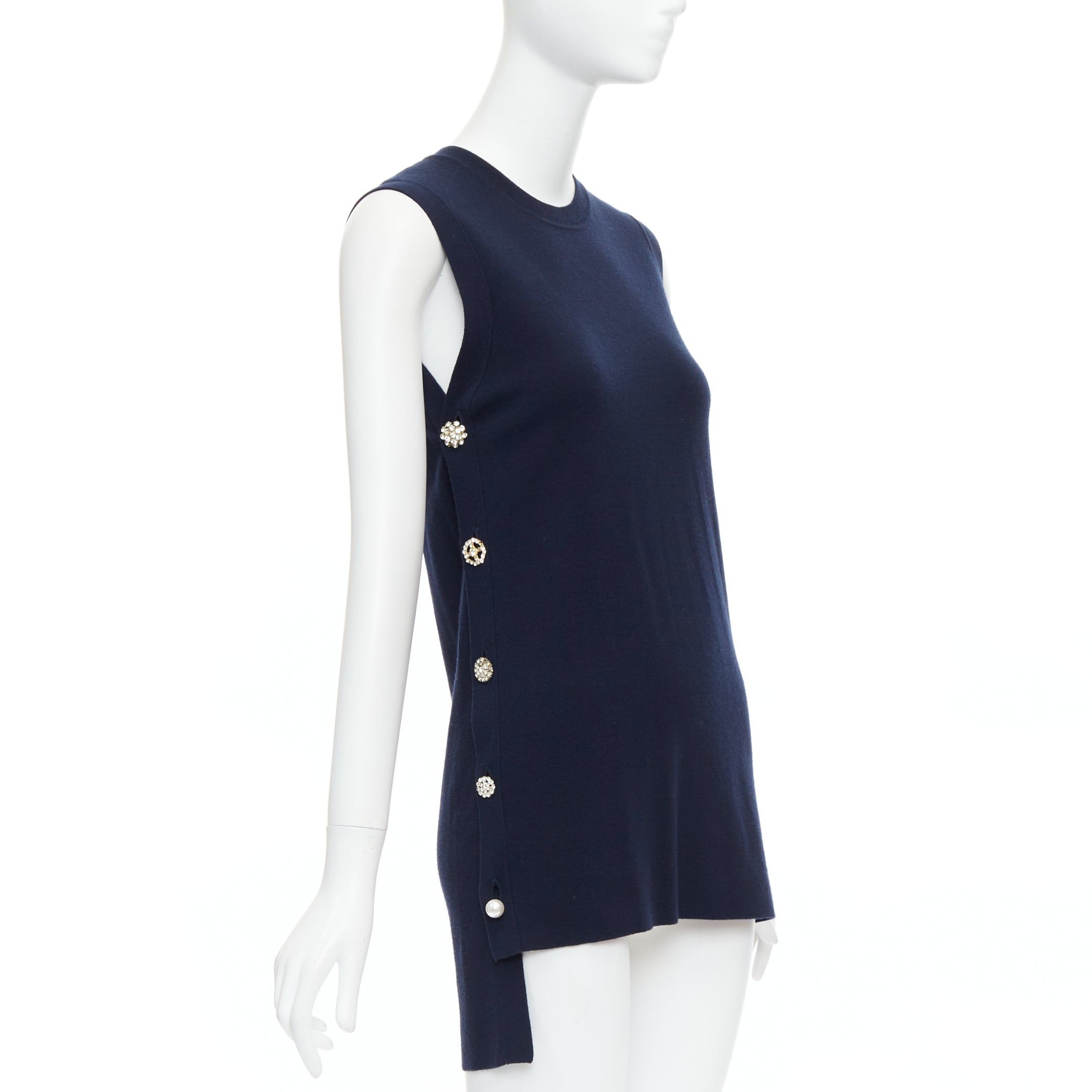 Adam Lippes ADAM LIPPES navy soft clear gold crystal side buttons hi low top XS Size XS / US 0-2 / IT 36-38 - 1 Thumbnail