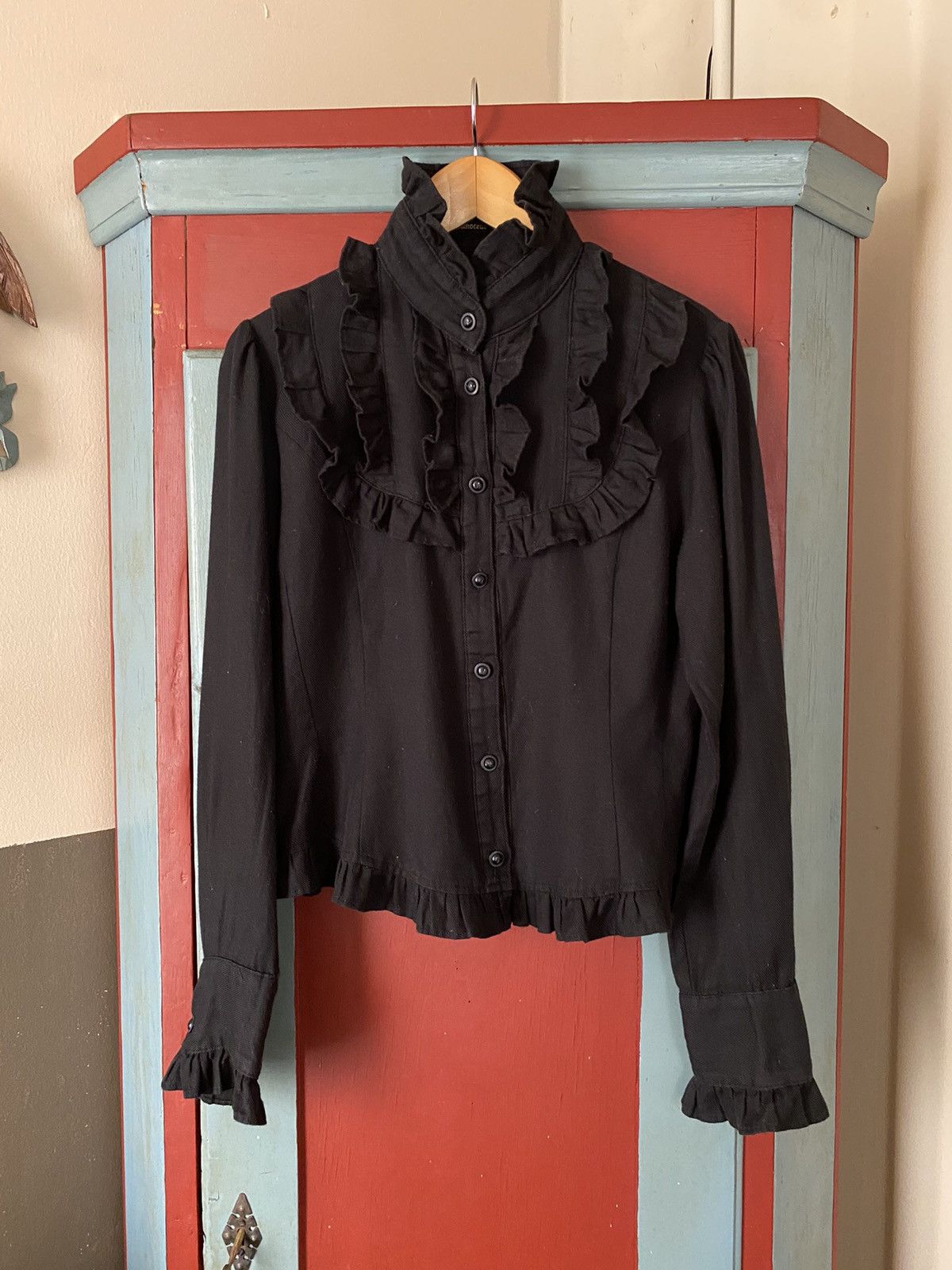 Designer × Japanese Brand Innocent World Y2K Punk Black Ruffle Collar Shirt Size S / US 4 / IT 40 - 3 Thumbnail