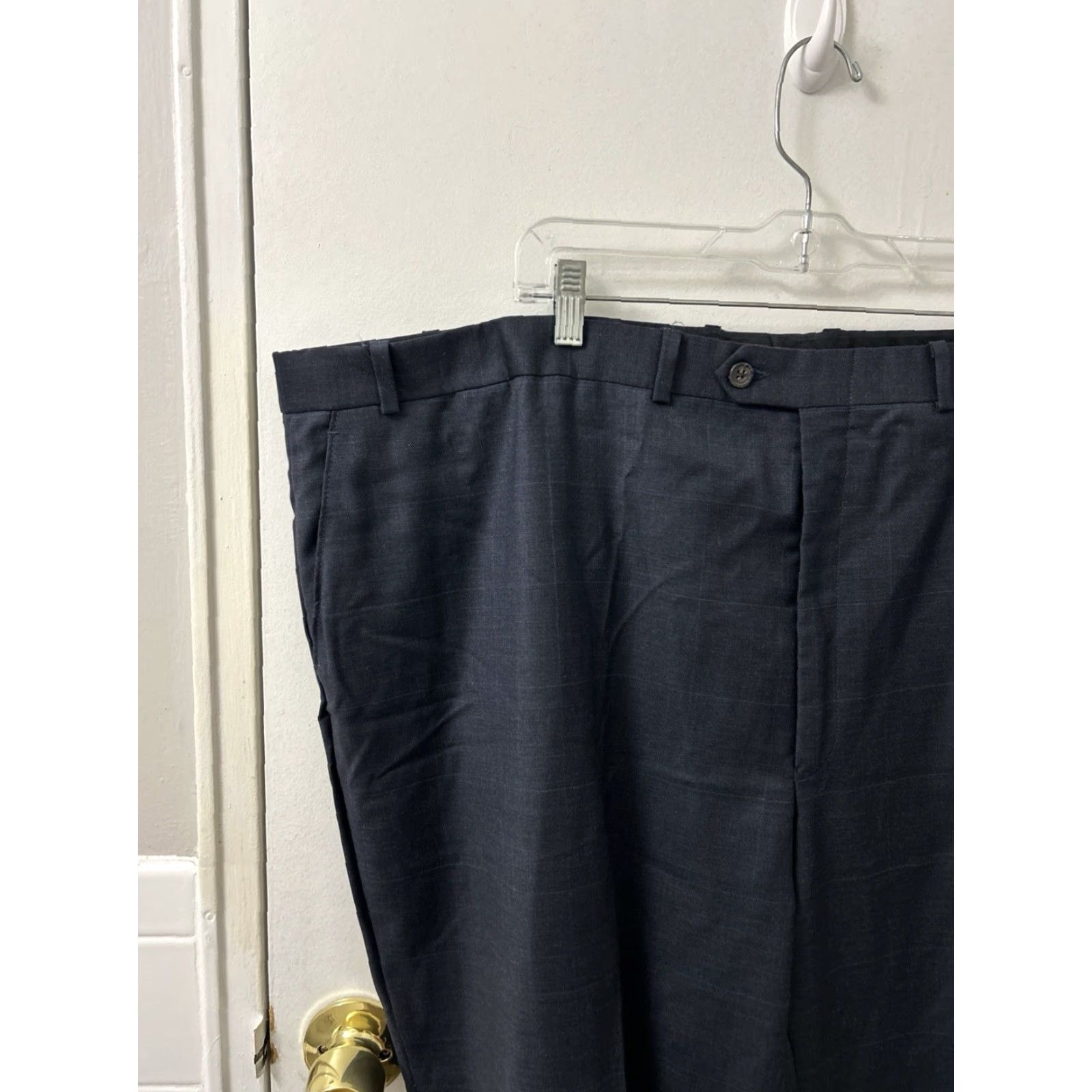 Ralph Lauren Lauren Ralph Lauren Dress Pants Mens 52x33 Navy 100% Wool Plaid Trousers Flat Front Zip Button Zipper Classic Dress Pants Mens Size US 36 / EU 52 - 4 Thumbnail