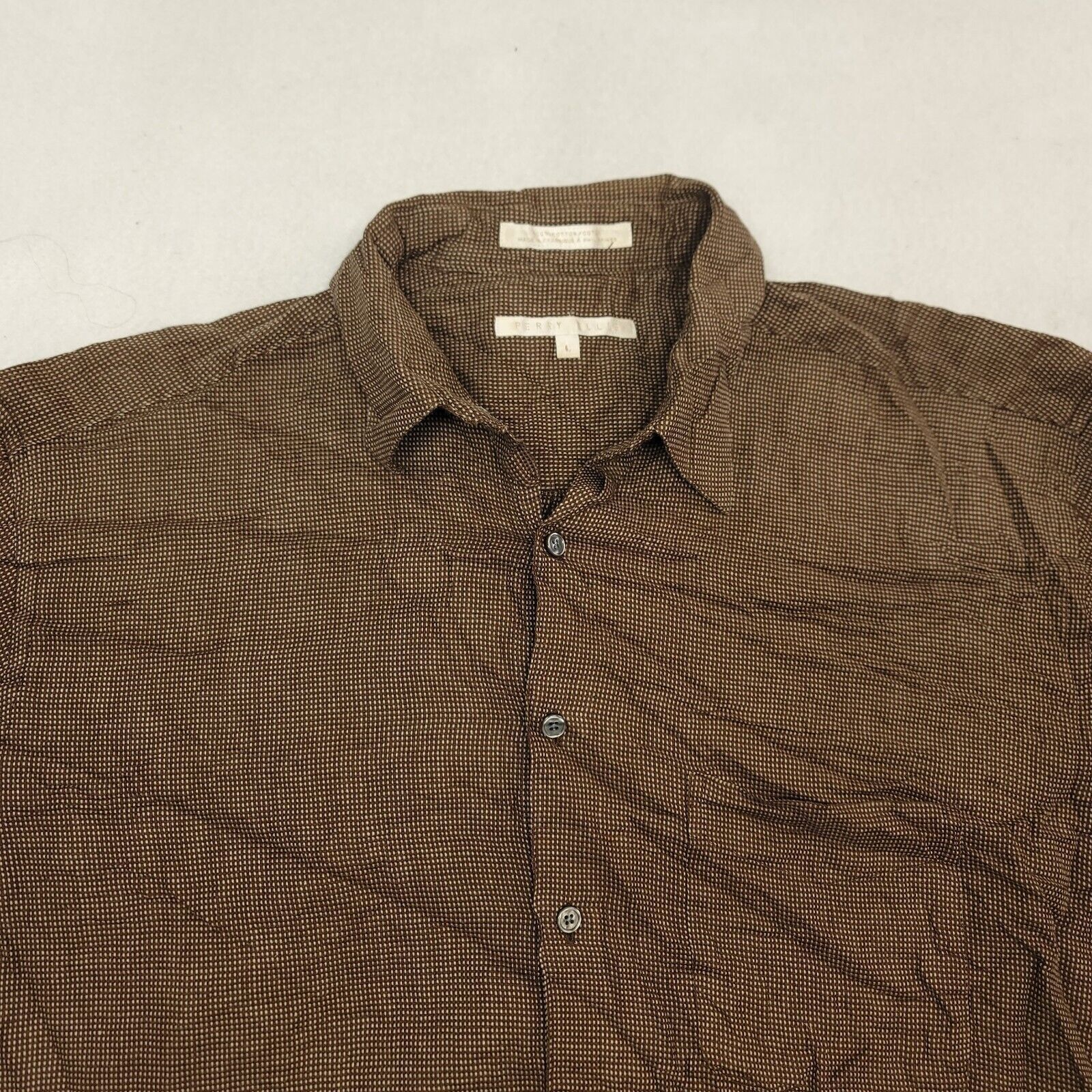 Perry Ellis Perry Ellise Casual Long Sleeve Shirt Mens Size Large Brown Size US L / EU 52-54 / 3 - 1 Thumbnail