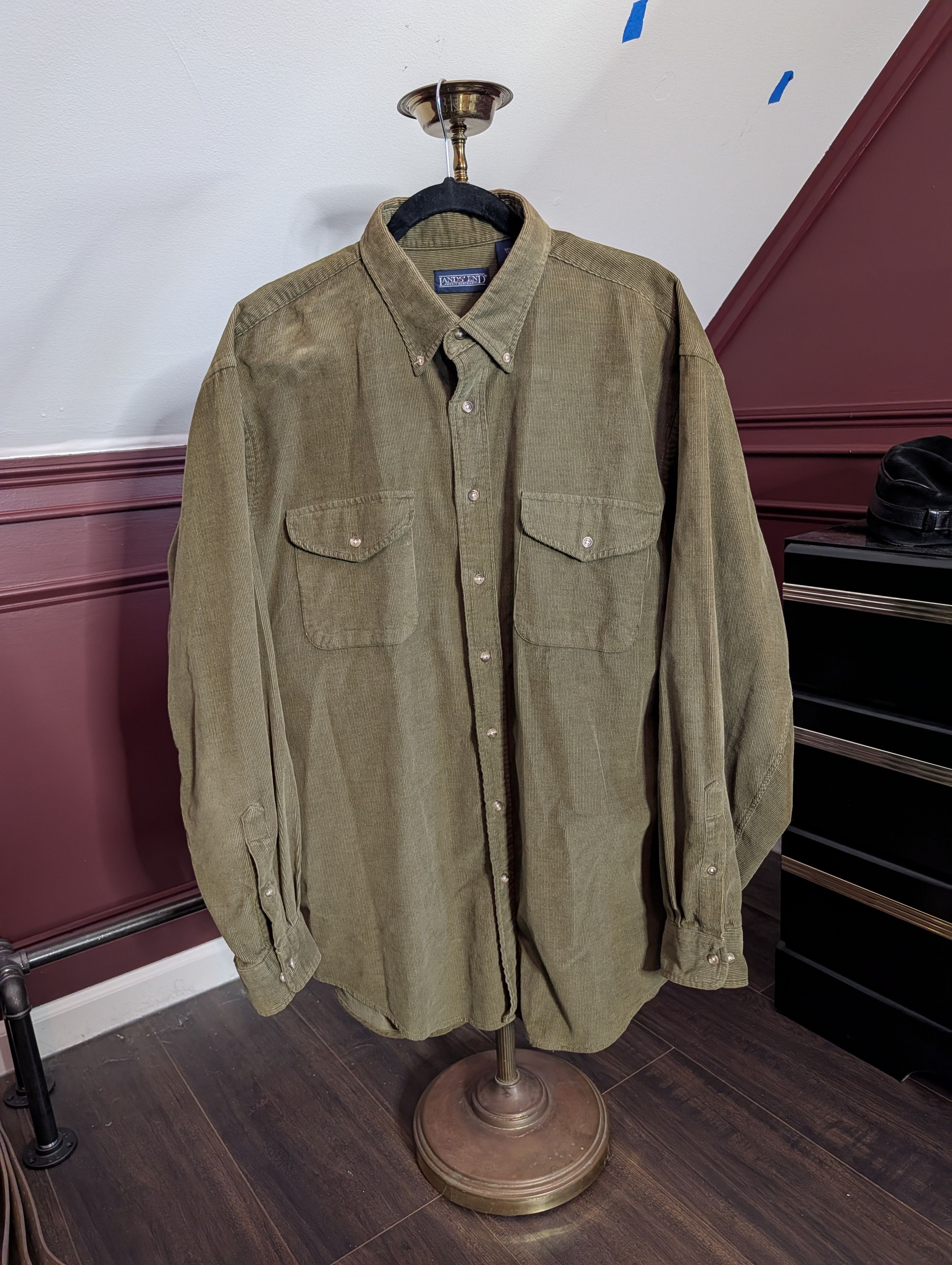 Lands' End VTG 1993 Green thick corduroy shacket MiUSA XL Size US XL / EU 56 / 4 - 1 Thumbnail