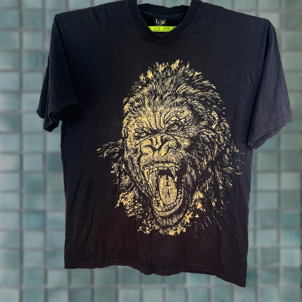 Vintage VINTAGE LOOX T-Shirt 2XLT Black 3D Embossed Gorilla Y2K 90s Hip Hop Mens Size US XXL / EU 58 / 5 - 1 Thumbnail