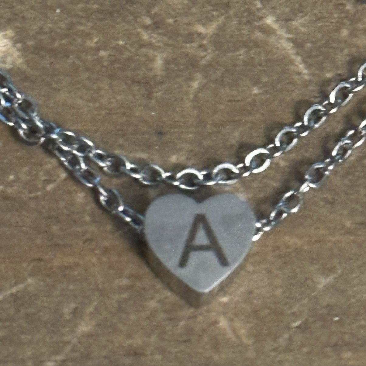Other Stainless steel double chain heart shaped letter A anklet Size ONE SIZE - 5 Thumbnail