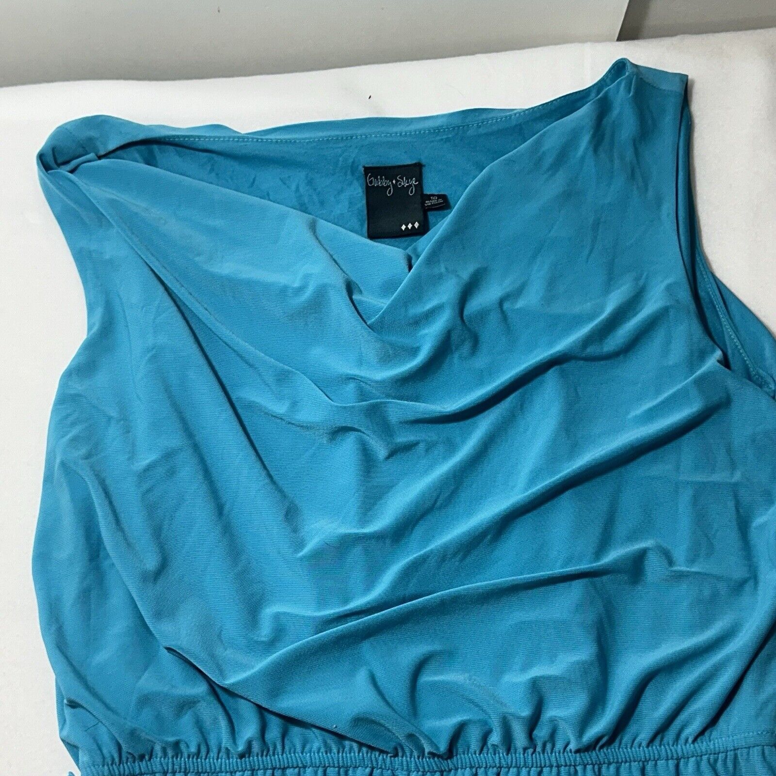 Other Gabby Skye 10 Blue Pullover Drape Top Lightweight Dress Size L / US 10 / IT 46 - 3 Thumbnail