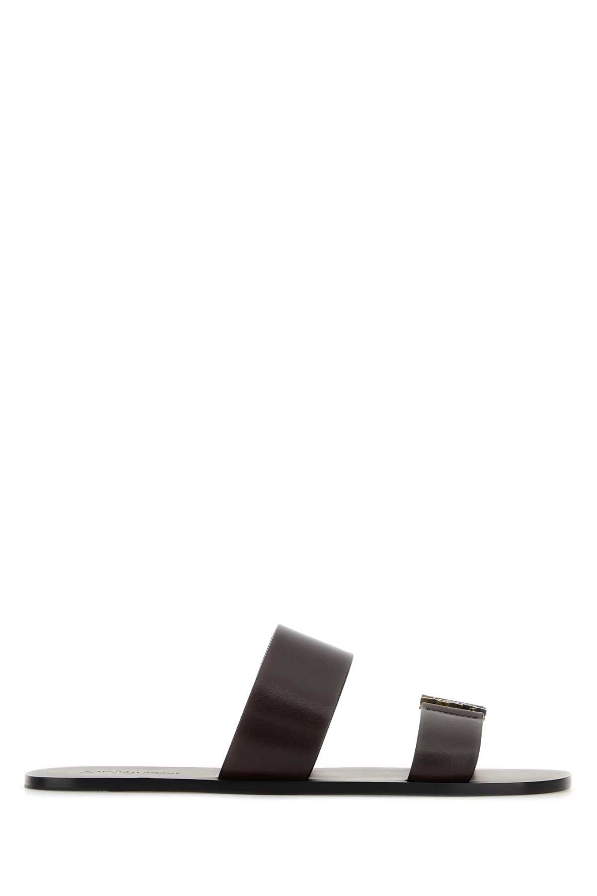Saint Laurent Paris Dark Brown Leather Babylone Slippers Size US 8 / EU 41 - 1 Thumbnail