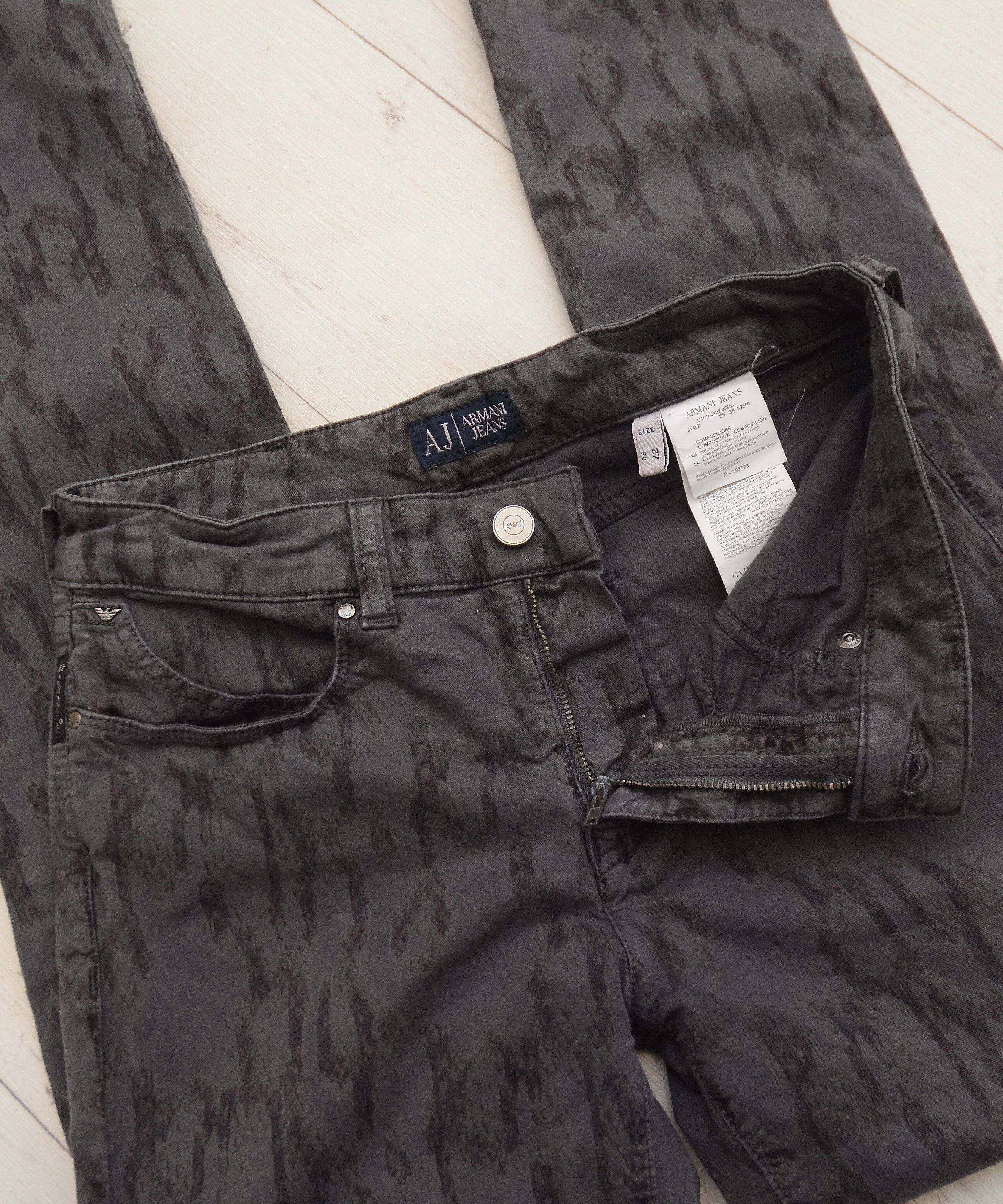 Armani × Emporio Armani × Vintage Armani Jeans Snake Print Denim Skinny Slim Y2K Womenswear Size 27" / US 4 / IT 40 - 10 Thumbnail