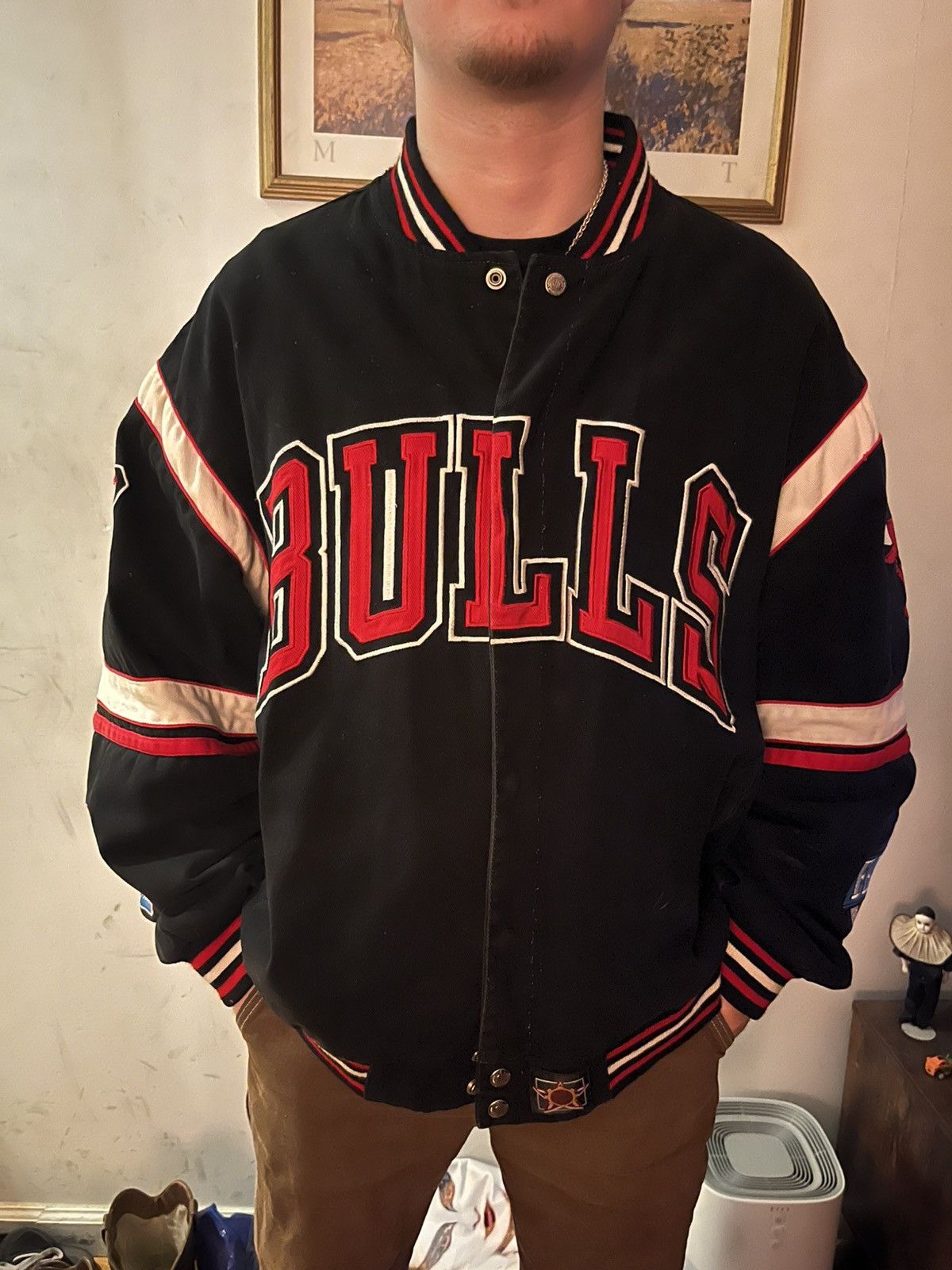 NBA VINTAGE 90s CHICAGO BULLS NBA VARSITY BOMBER JACKET Size US XXL / EU 58 / 5 - 10 Thumbnail