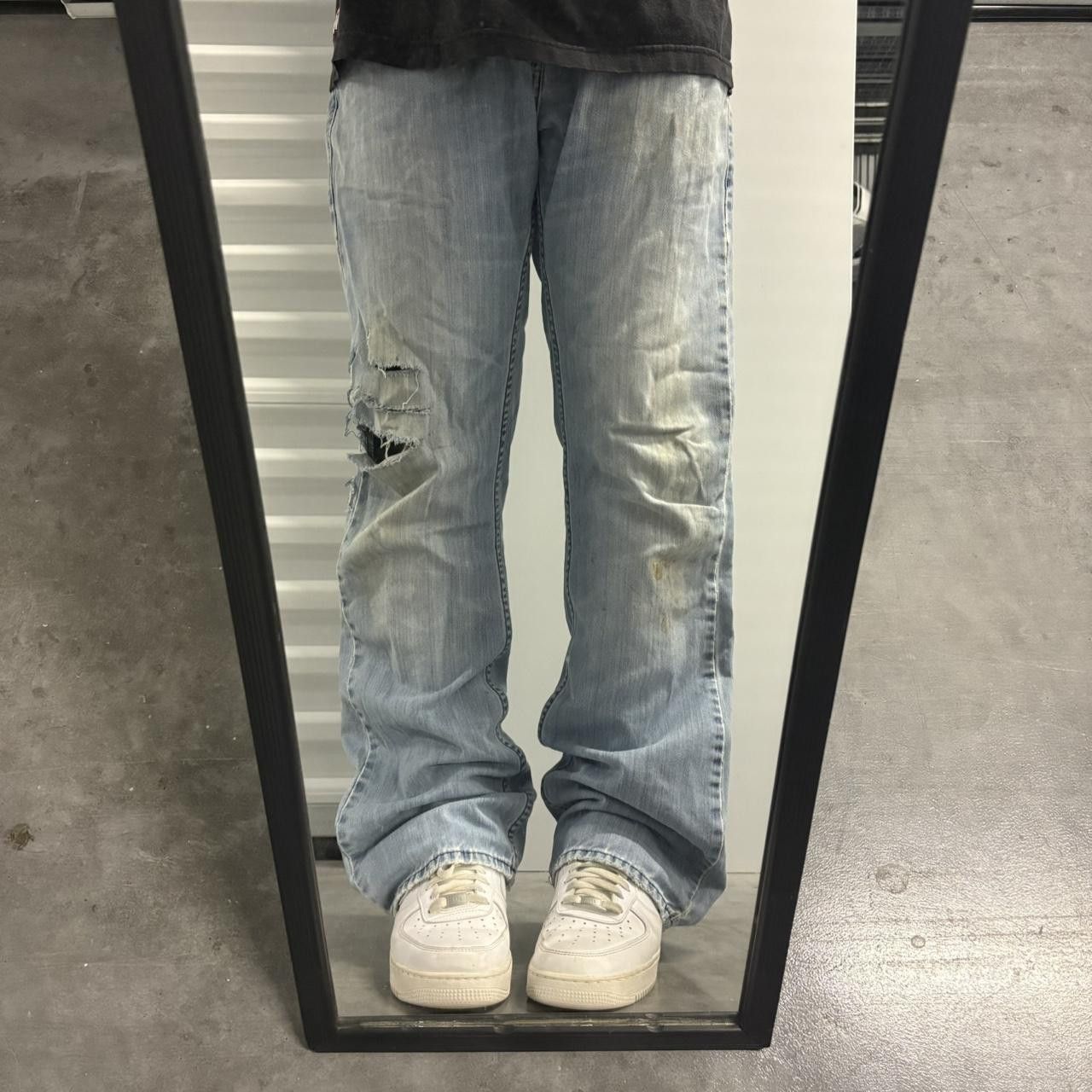 Vintage Crazy Vintage Y2K/2000s Baggy Wideleg Ripped Light Wash Distressed Denim Jeans! Size US 36 / EU 52 - 1 Thumbnail