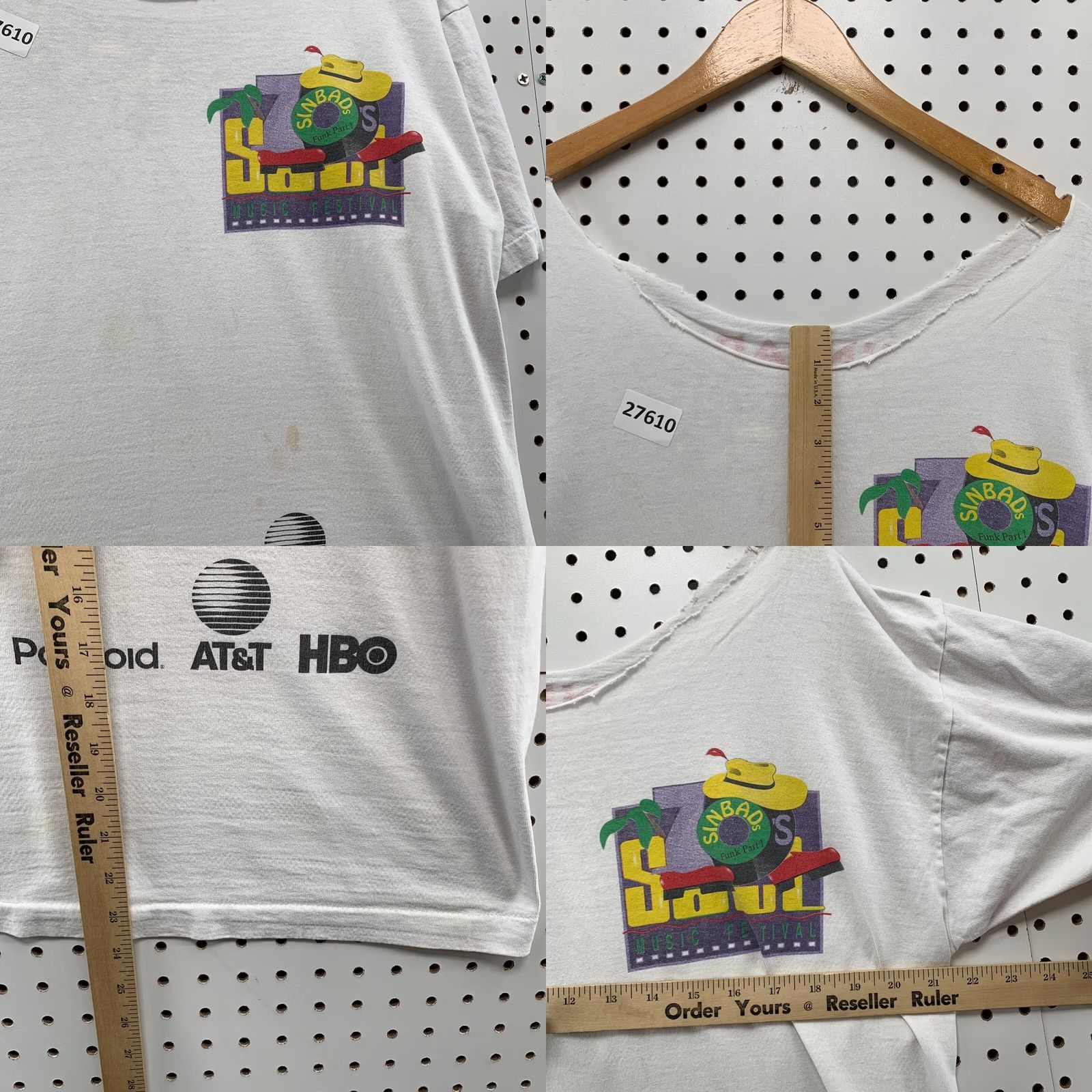 Fruit Of The Loom Vintage Sinbad Soul Music Festival Shirt White Single Stitch Adult L Shirt Size US L / EU 52-54 / 3 - 9 Thumbnail