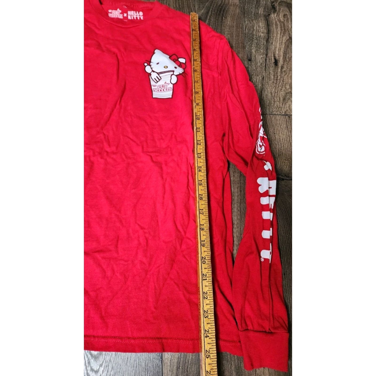 Ripple Junction Ripple Junction Hello Kitty Nissin Cup Noodles Long Sleeve T-Shirt Womens Medium Red Size M / US 6-8 / IT 42-44 - 3 Thumbnail
