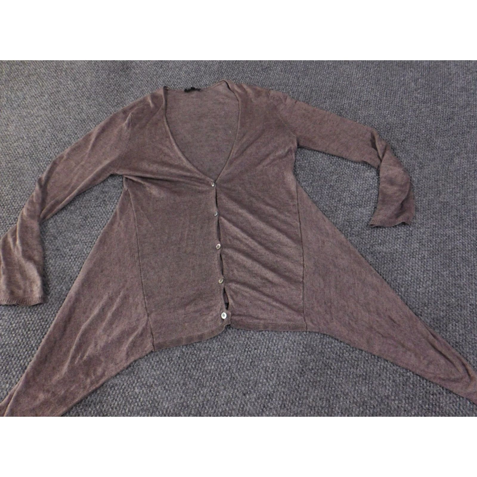 Eileen Fisher Eileen Fisher Cardigan Women’s Small Brown Linen Lightweight Knit Relaxed Crew Neck Pullover Open Accents Christmas Autumn Winter Size S / US 4 / IT 40 - 3 Thumbnail