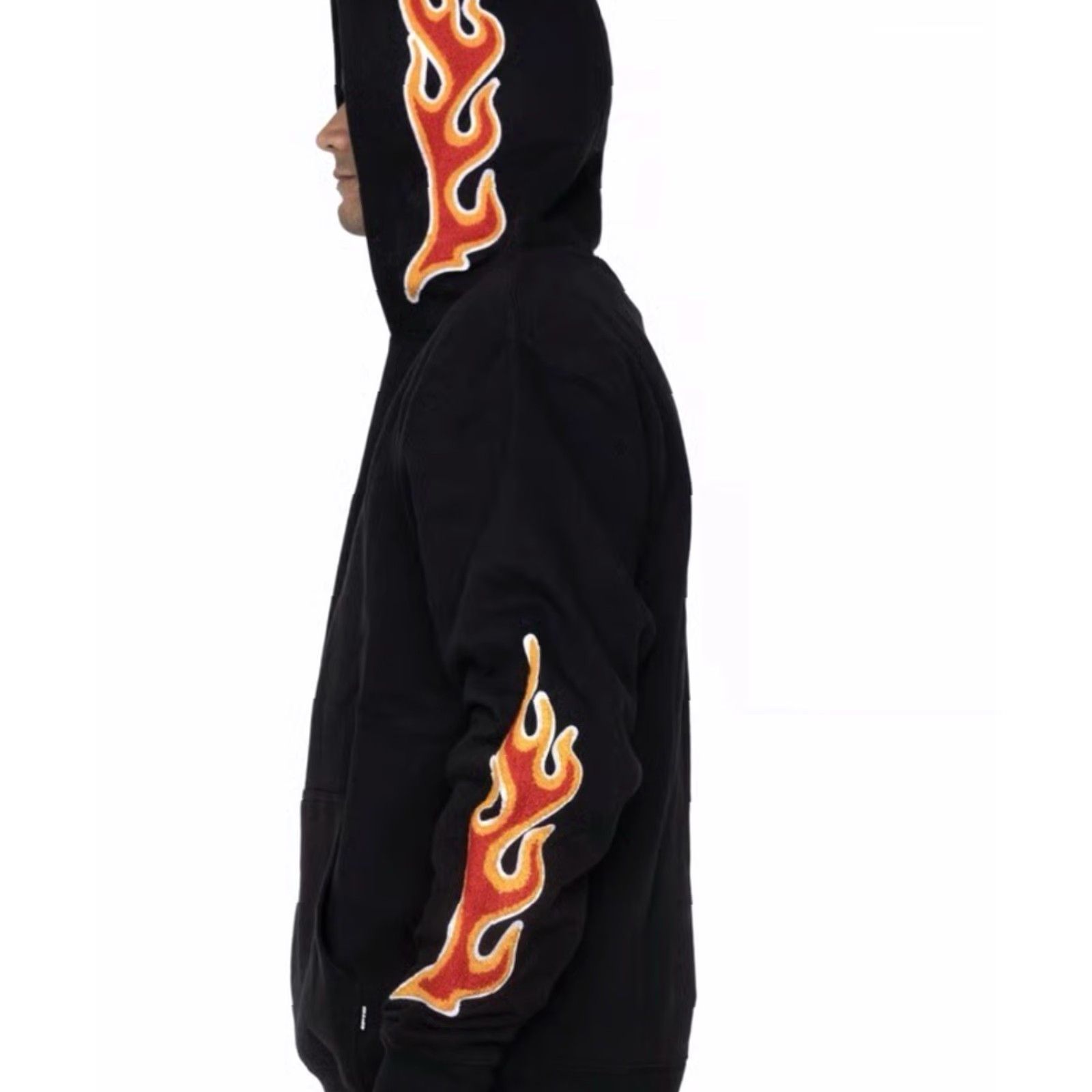 Vintage EPTM EP9676 Nu Flame Fire Appliqué Black Fleece Pullover Sweatshirt Hoodie Sz. L Size US L / EU 52-54 / 3 - 2 Thumbnail