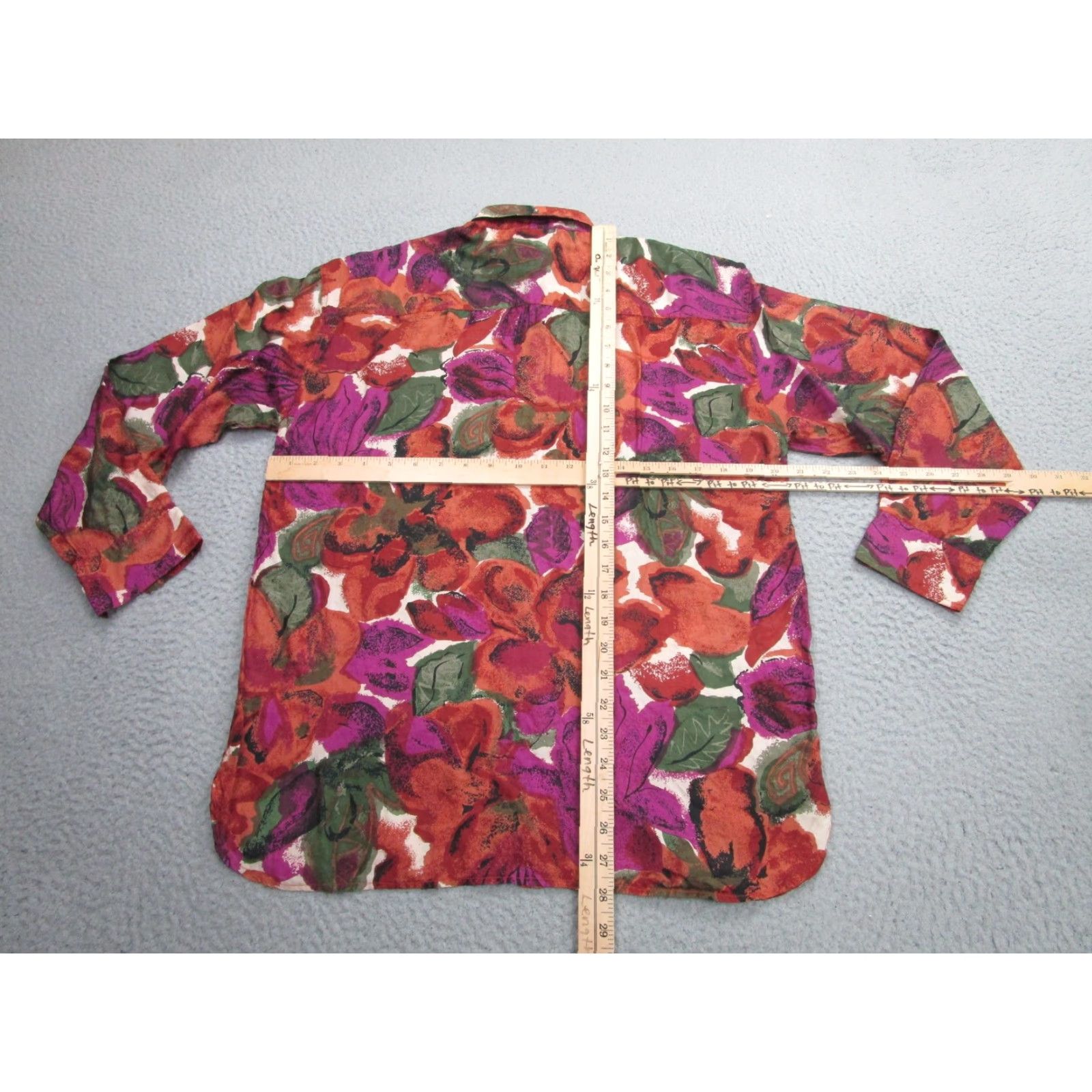 Vintage VINTAGE Setosa Shirt Womens Small Red Floral Silk Button-Up Long Sleeve Women Mens Women? Size S / US 4 / IT 40 - 6 Thumbnail