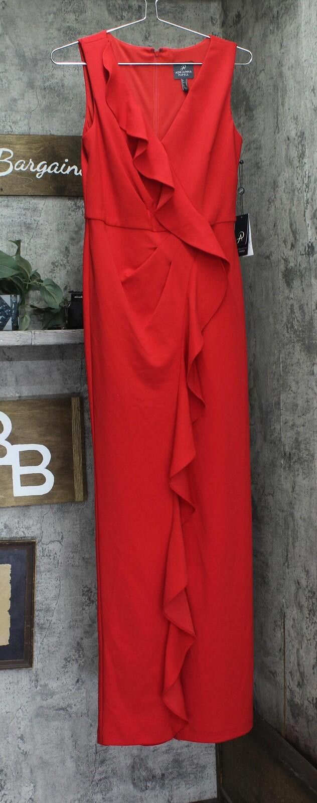 Other Adrianna Papell Knit Crepe Ruffle Jumpsuit Super Red 2 Size 26" / US 2 / IT 38 - 1 Thumbnail