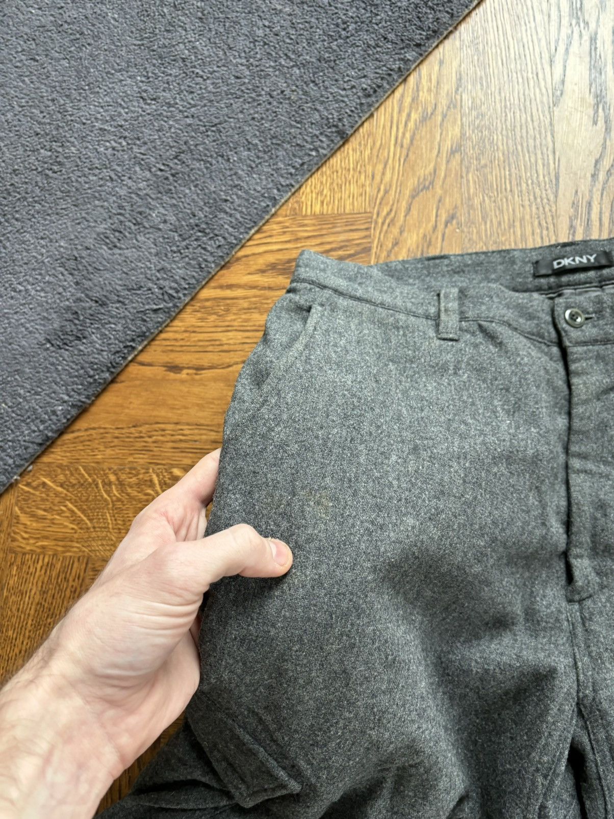 DKNY × Donna Karan × Vintage 1990s DKNY Vintage Cargo Pants Heavyweight Wool 2000s 90s Size US 31 - 14 Thumbnail