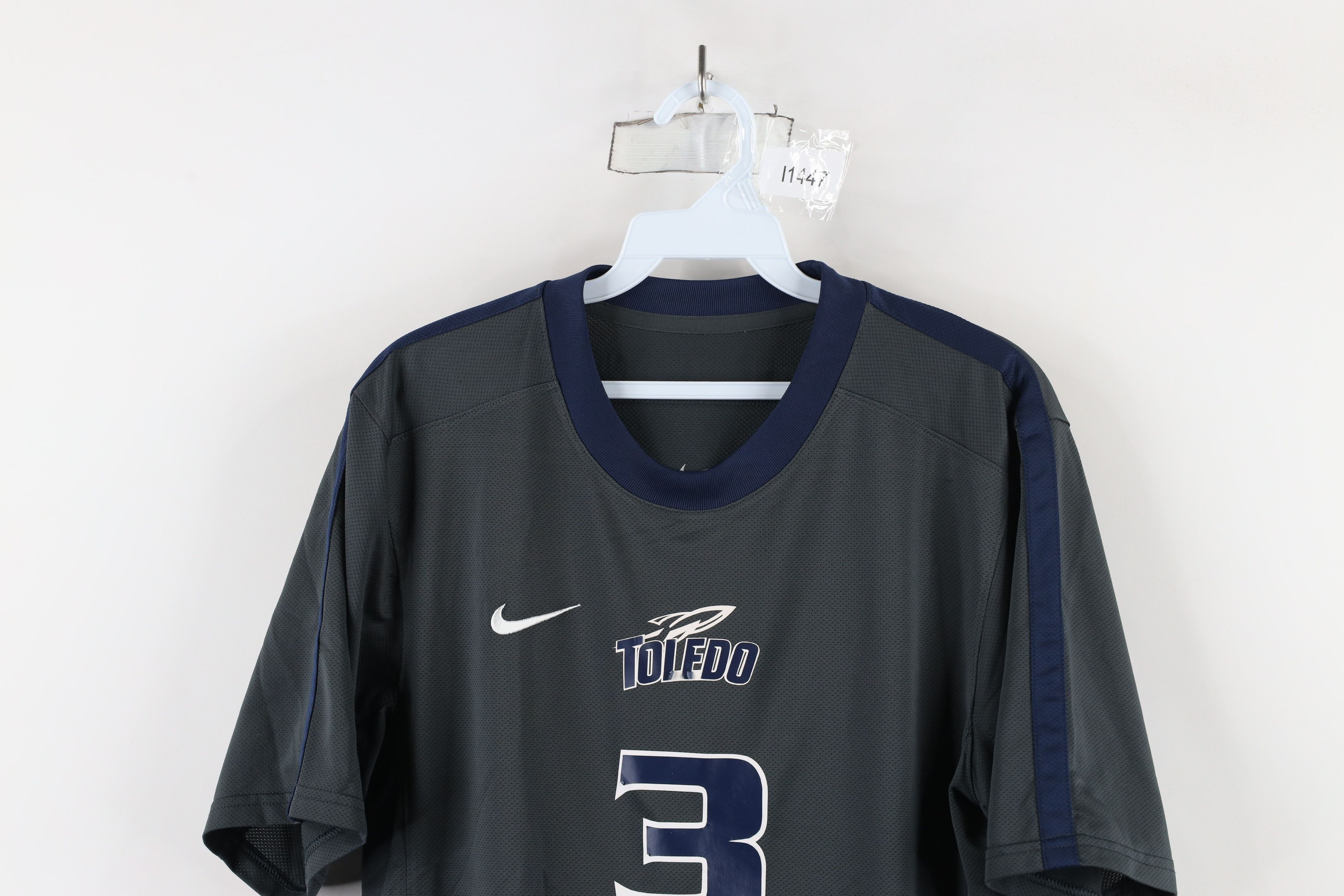 Nike × Vintage Nike Game Worn University of Toledo Soccer Jersey Gray #3 Size US S / EU 44-46 / 1 - 2 Thumbnail