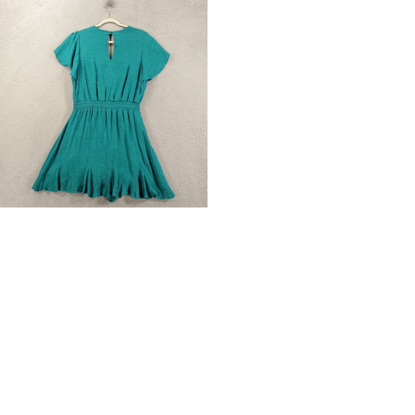 Vintage Womens Dress L Teal Blue Green Elastic Waist Lined Mini Swing CrissCros V-Neck Short Sleeve A-Line, Bohemian, Hippie, Peasant UMGEE Shirt? Size L / US 10 / IT 46 - 9 Thumbnail