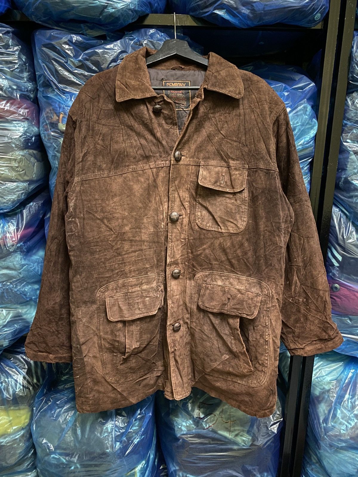 Japanese Brand Vintage GEMBONY Brown Suede Hunting JacketWorkwear Inspired Size US L / EU 52-54 / 3 - 1 Thumbnail