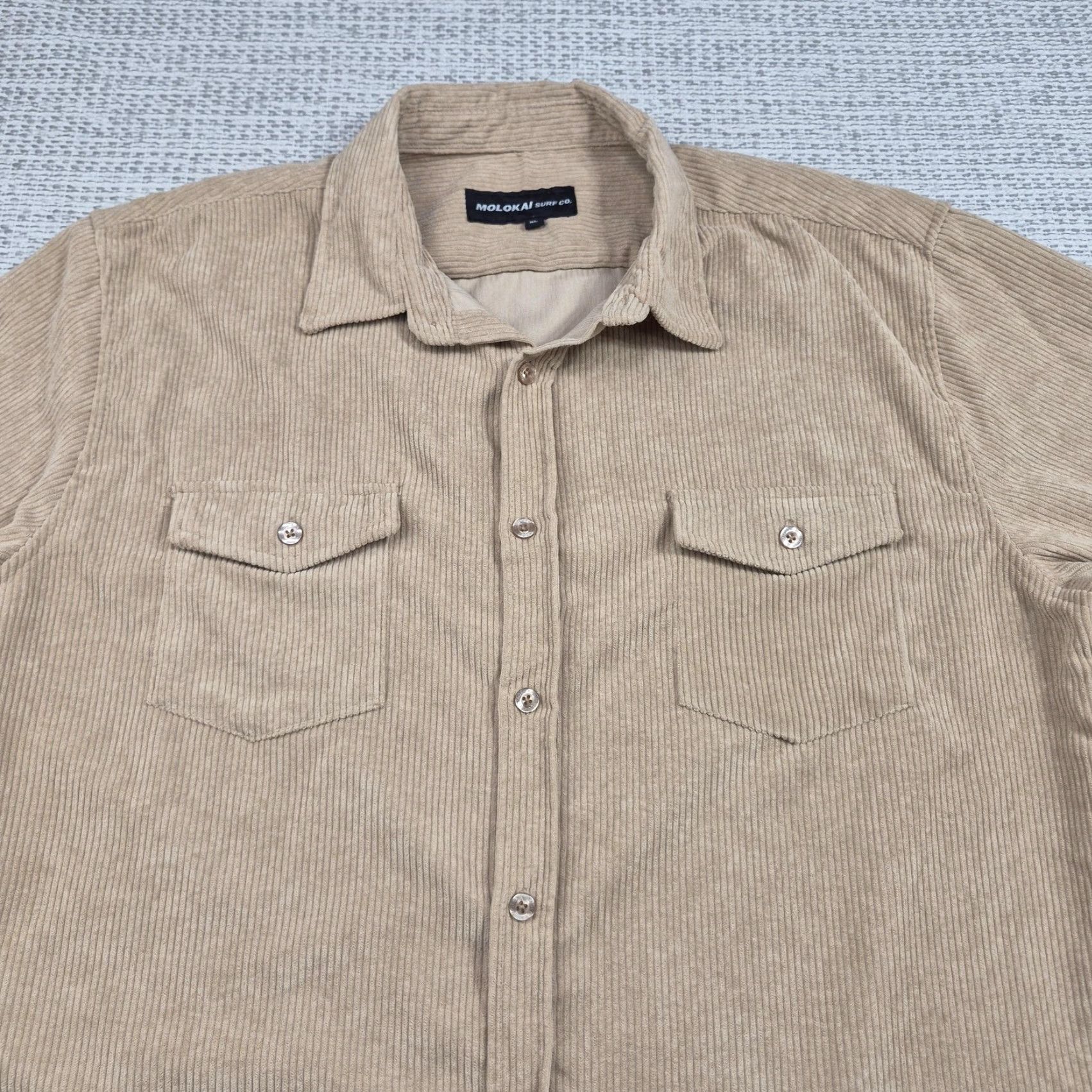 CO VINTAGE Molokai Surf Co Button Up Shirt Flannel Mens XL Tan Corduroy Long Sleeve Casual Size US XL / EU 56 / 4 - 4 Thumbnail